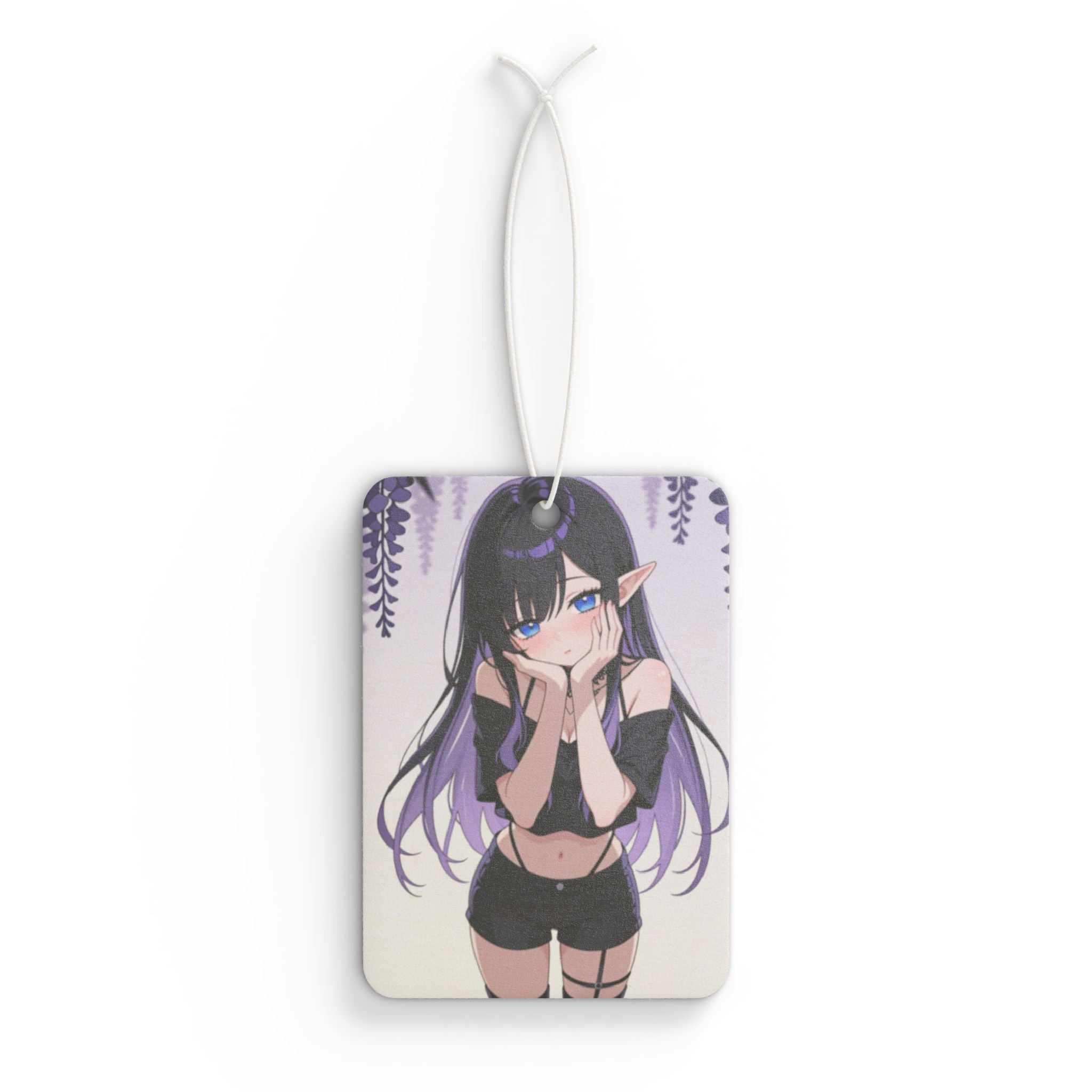 Anime Elf Girl Car Air Freshener — Cute Purple Aesthetic Scented Ornament