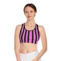 Pink & Black Striped Sports Bra