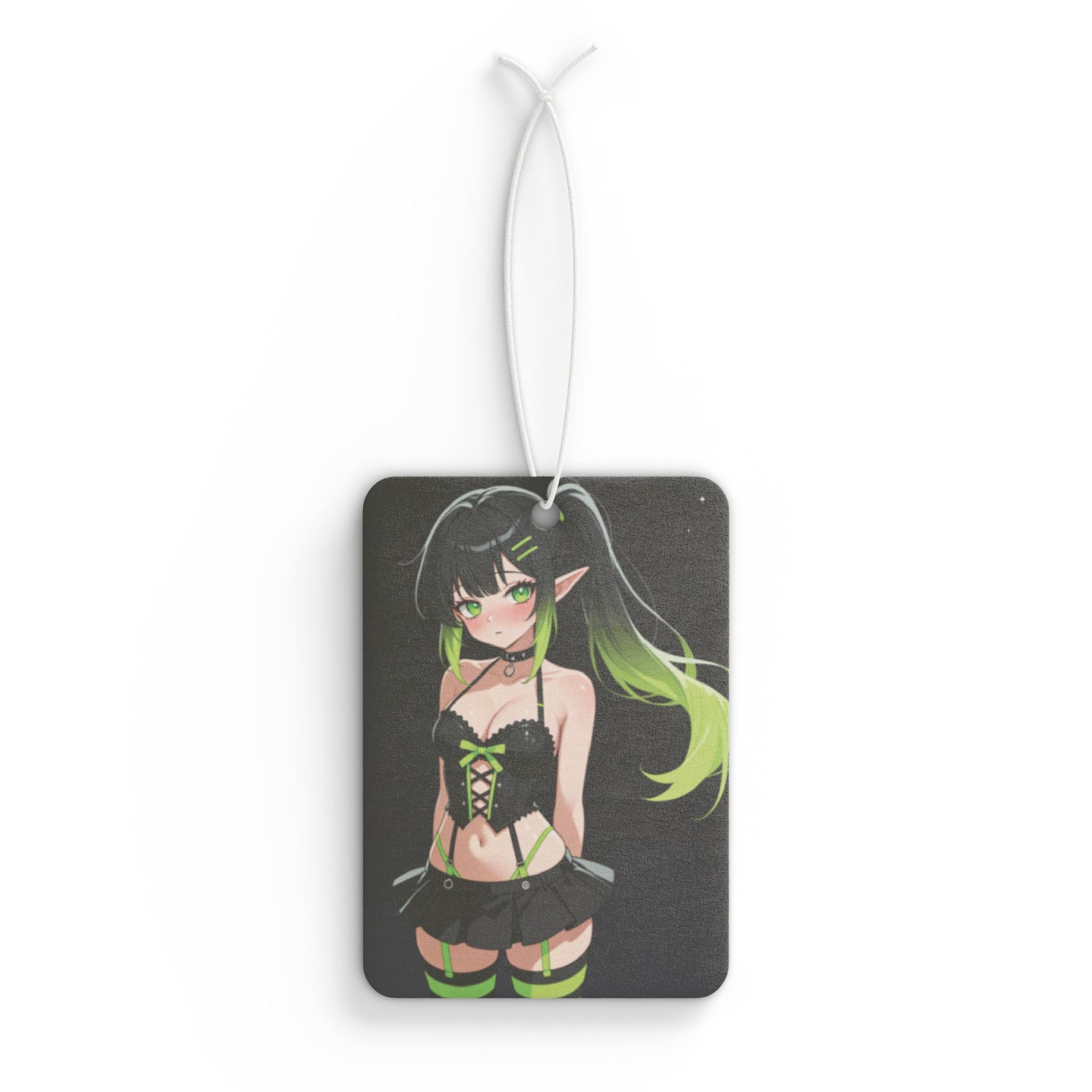 Anime Elf Girl Car Air Freshener — Green Gothic Kawaii Scented Charm