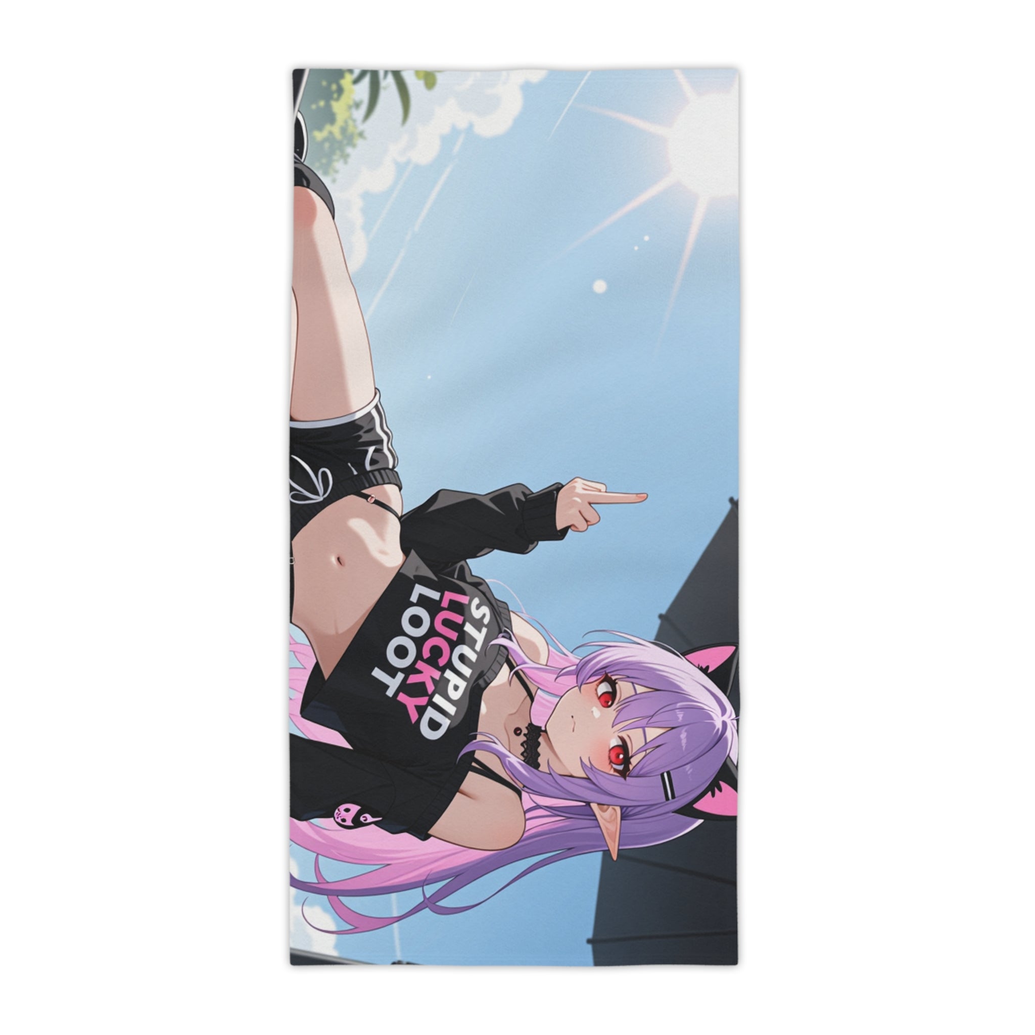 Anime Goth Catgirl Beach Towel