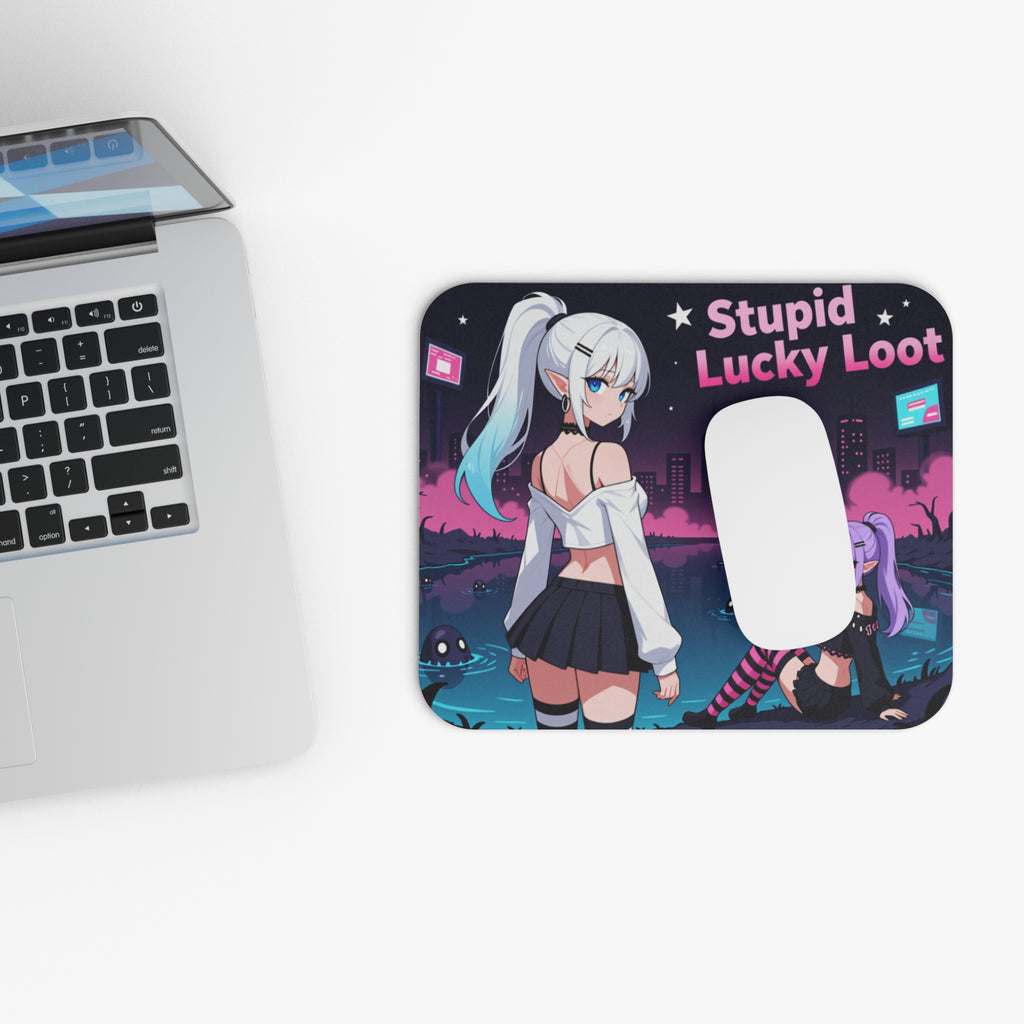 Anime Girl "Stupid Lucky Loot" Mouse Pad