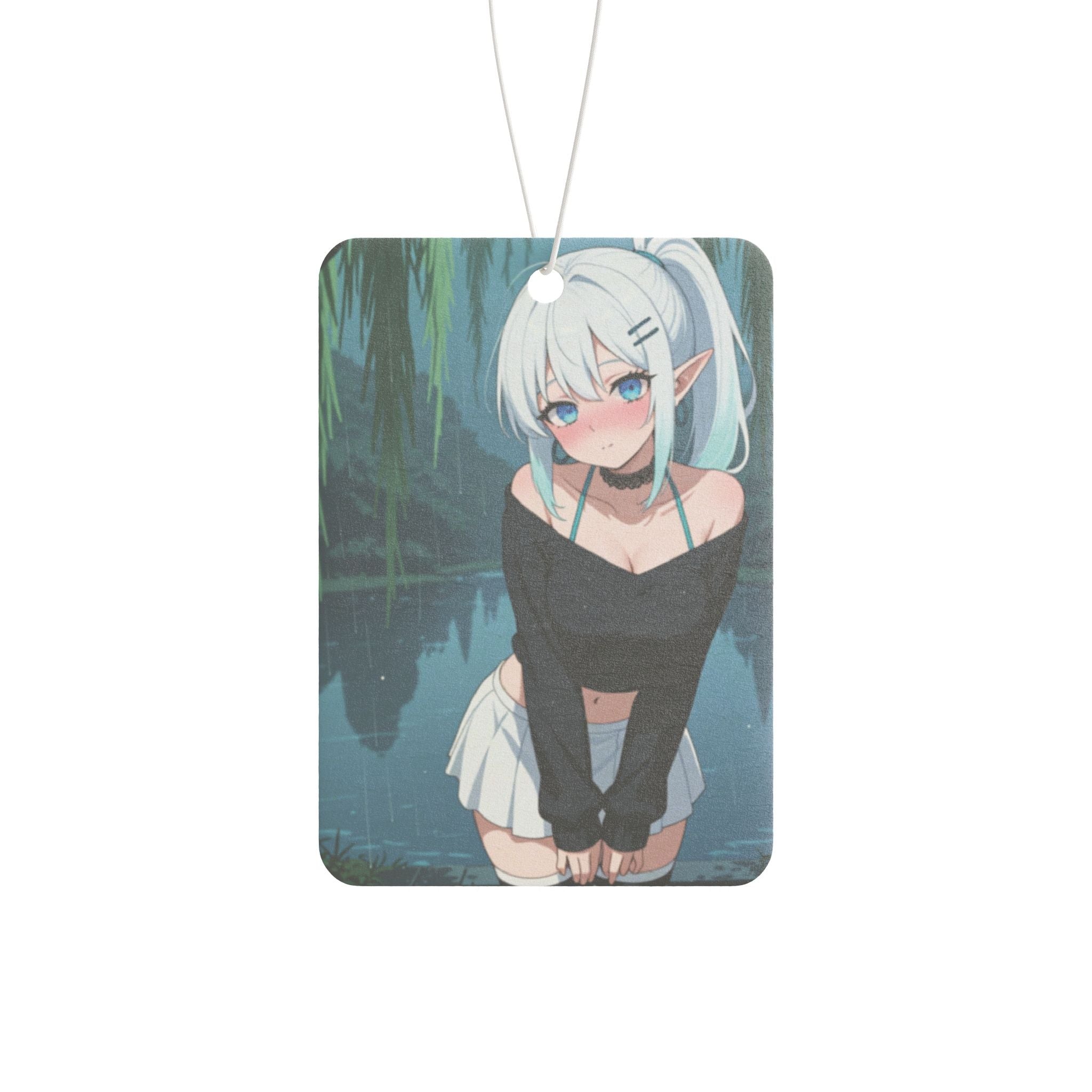 Anime Girl Car Air Freshener — Blushing Elf Waifu Scented Ornament