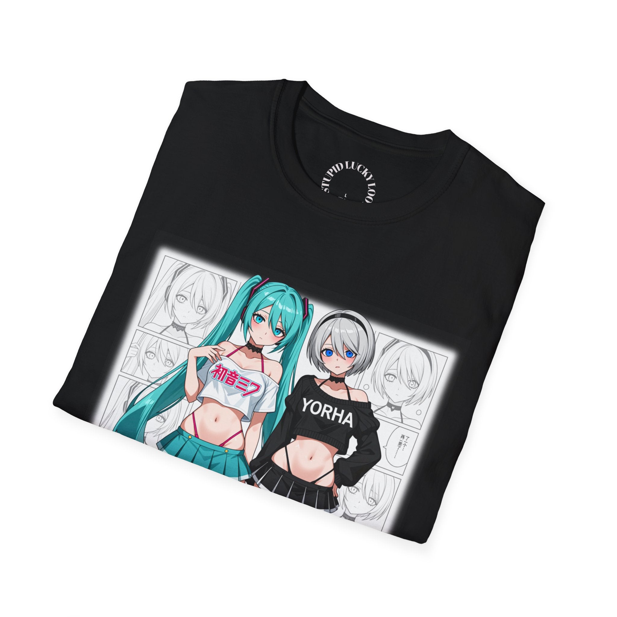Anime Duo Graphic T-Shirt — "Yorha" & Vocaloid Style Characters