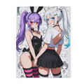 Cute Anime Bunny Girl and Neko Fleece Blanket
