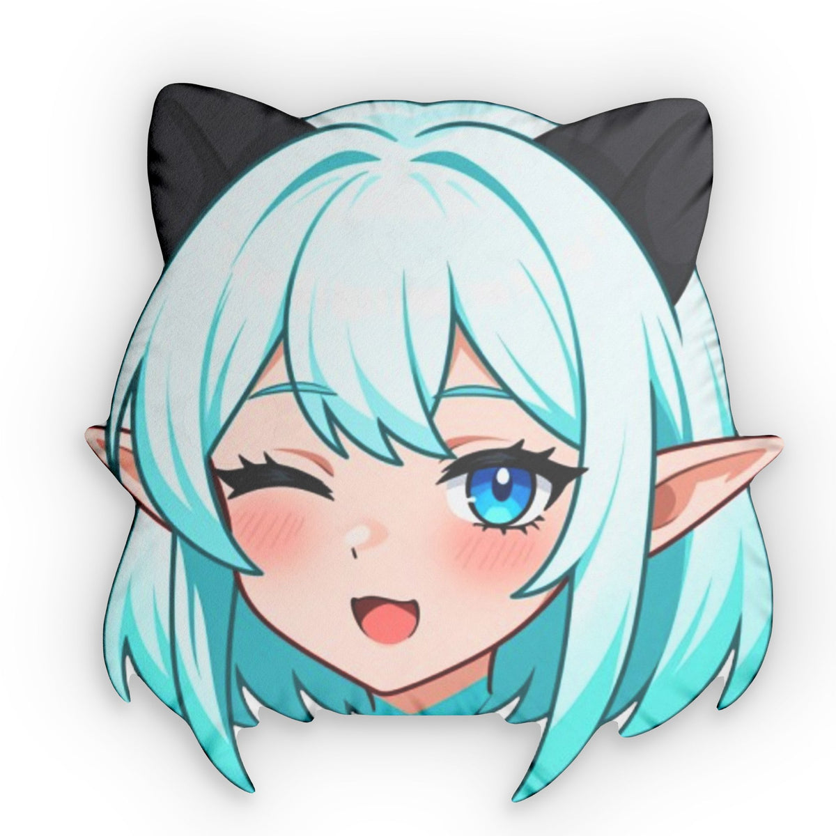 Anime Catgirl Shaped Pillow — Custom Cute Kawaii Face Cushion