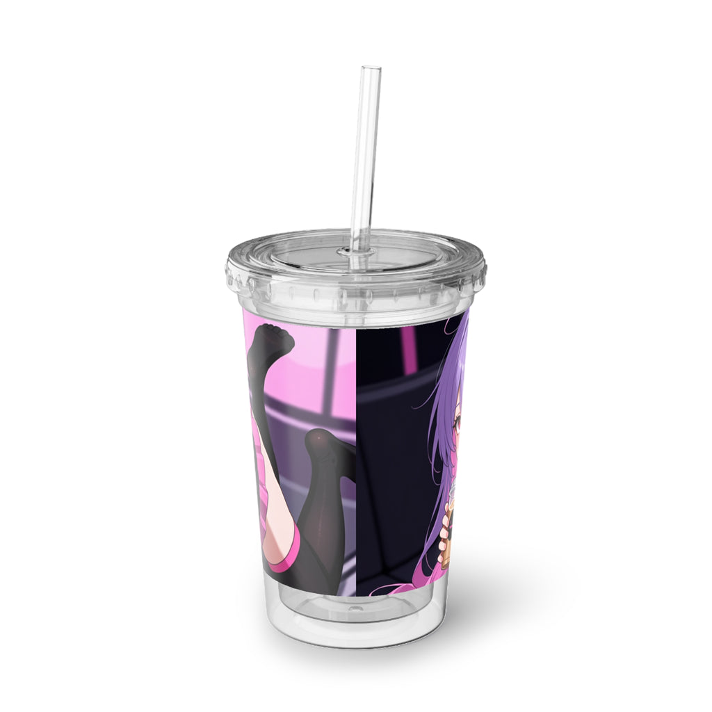Anime Succubus Acrylic Tumbler — Sexy Purple Goth Girl Design | 16oz
