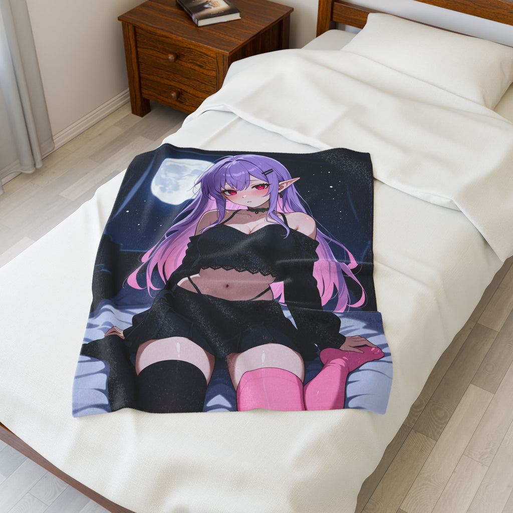 Anime Moonlit Girl Plush Blanket