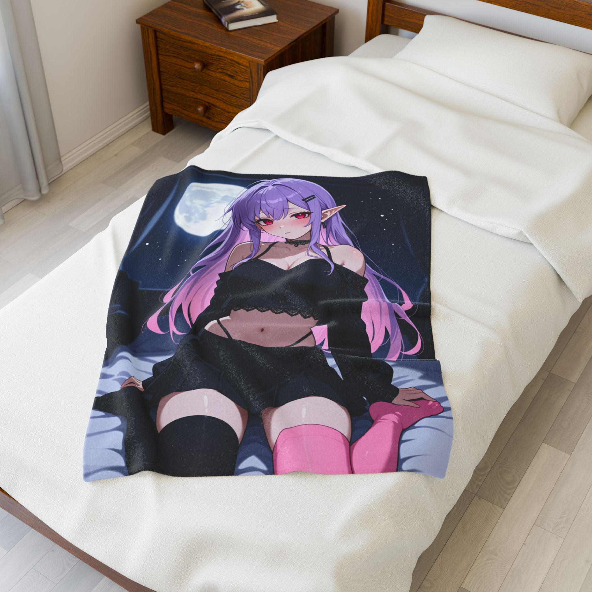 Anime Moonlit Girl Plush Blanket
