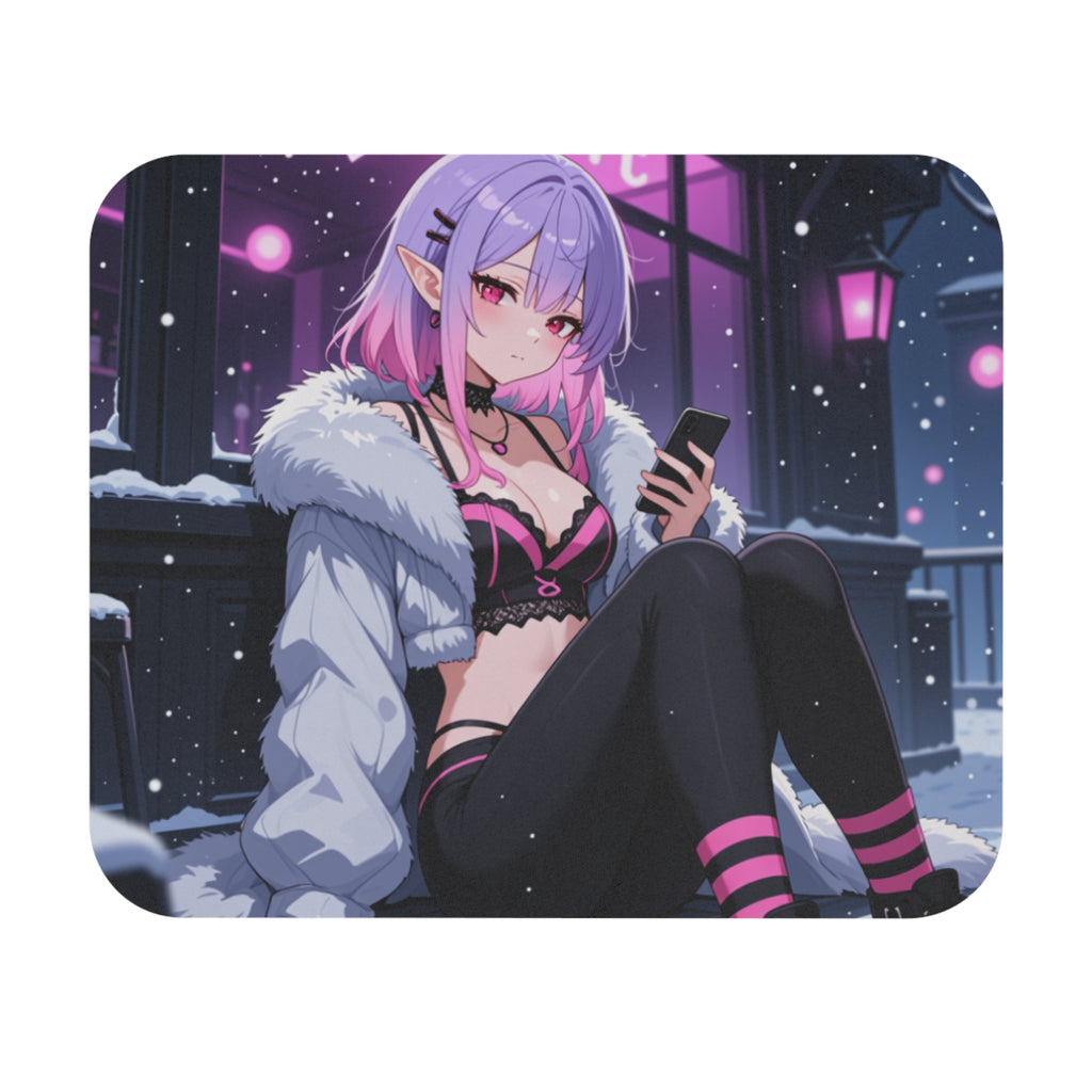 Gothic Elf Girl Winter Night Aesthetic Gaming Mouse Pad