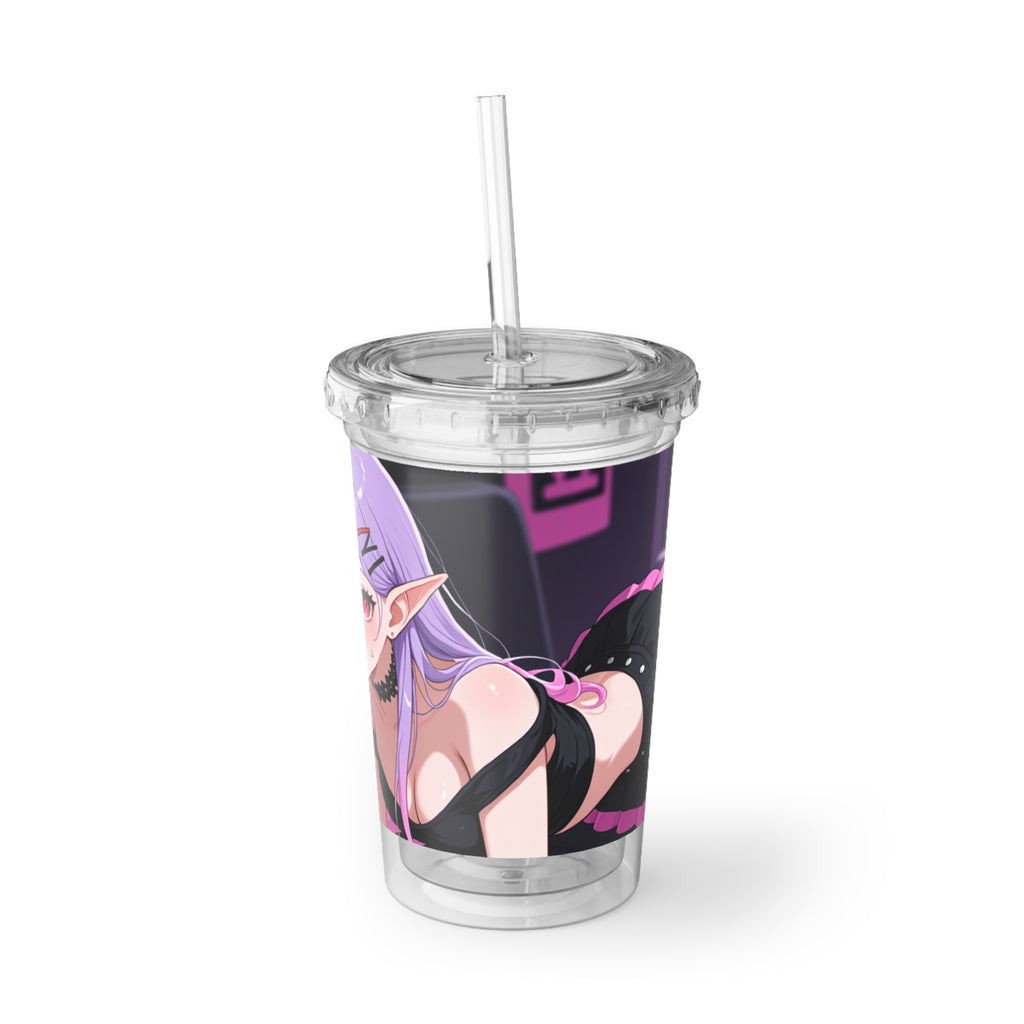 Anime Succubus Acrylic Tumbler — Sexy Purple Goth Girl Design | 16oz