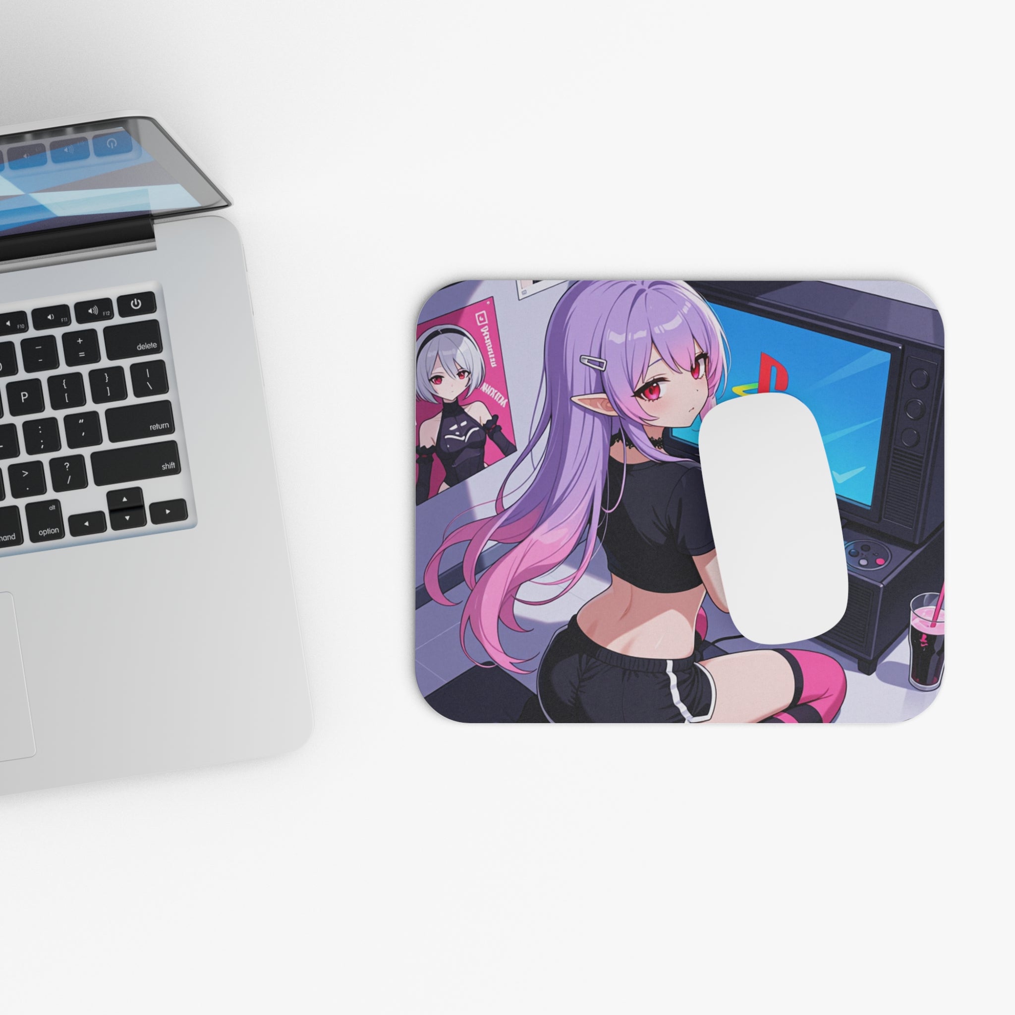 Anime Retro Gamer Girl Mouse Pad