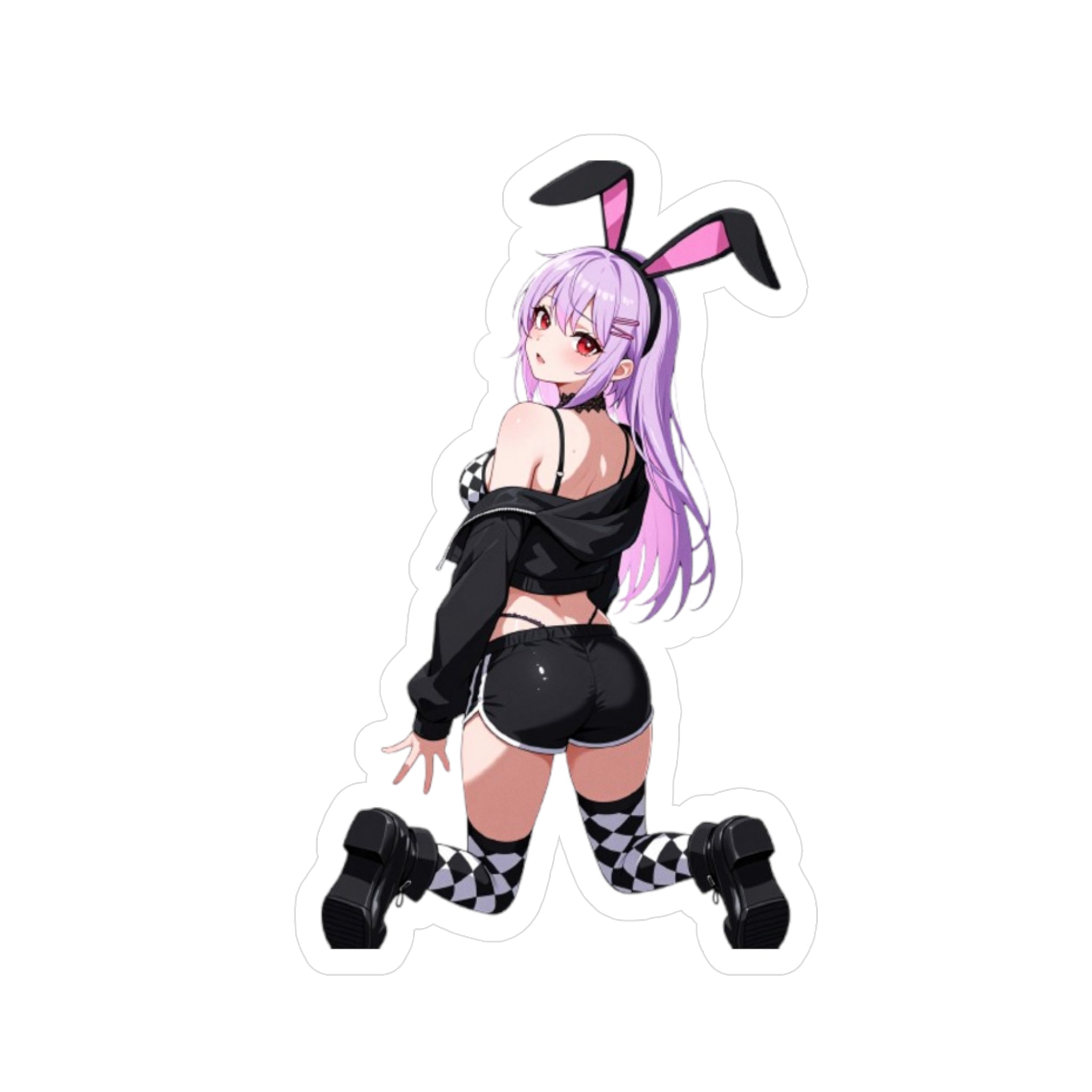 Shy Anime Bunny Girl Kiss-Cut Vinyl Sticker
