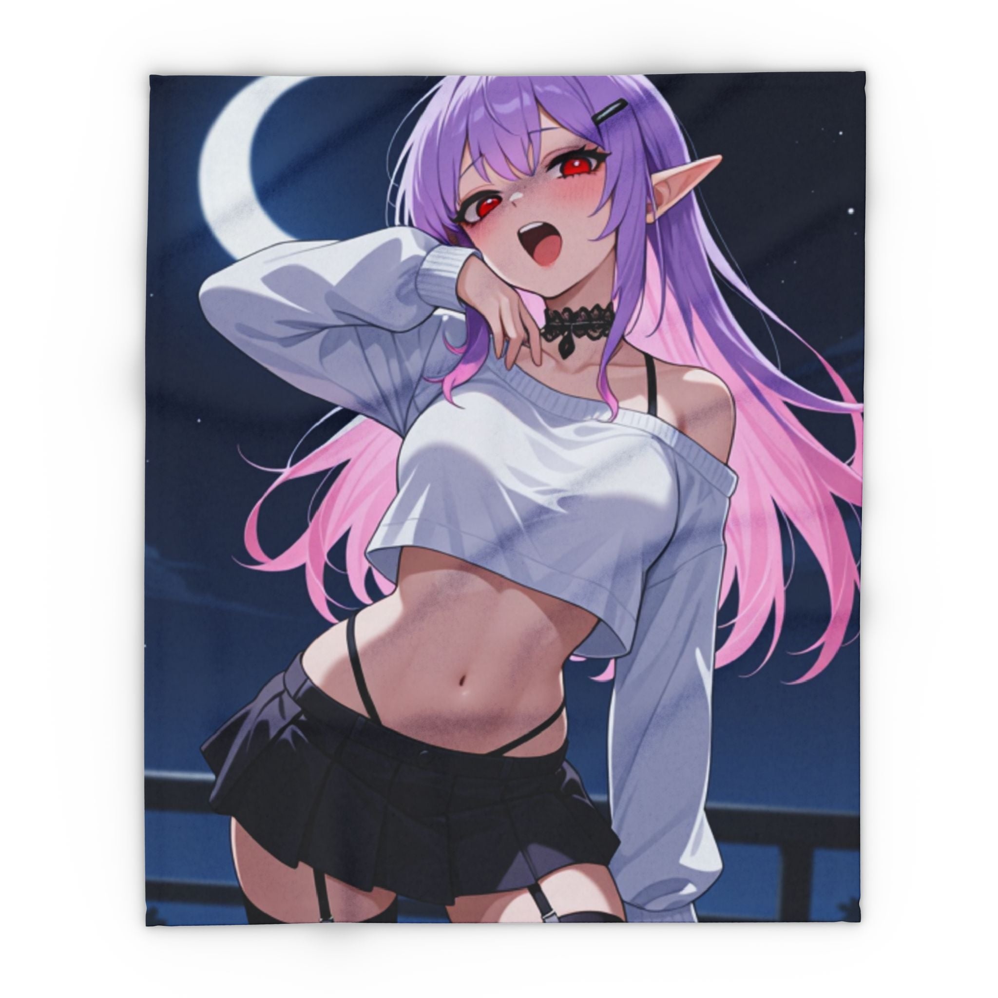 Feral Anime Girl Fleece Blanket