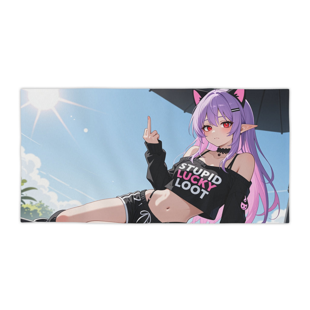 Anime Goth Catgirl Beach Towel