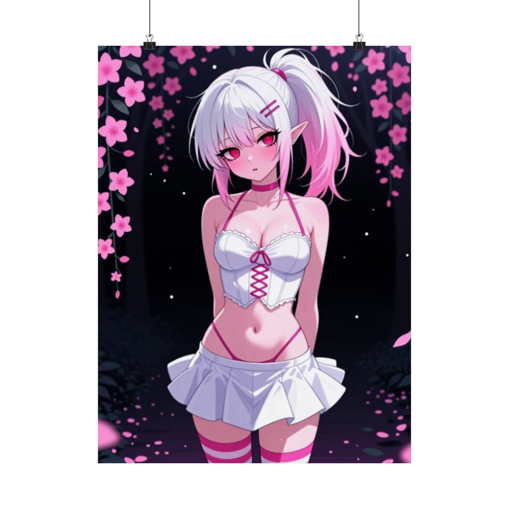 Anime Matte Vertical Posters - Elf in Flower Garden