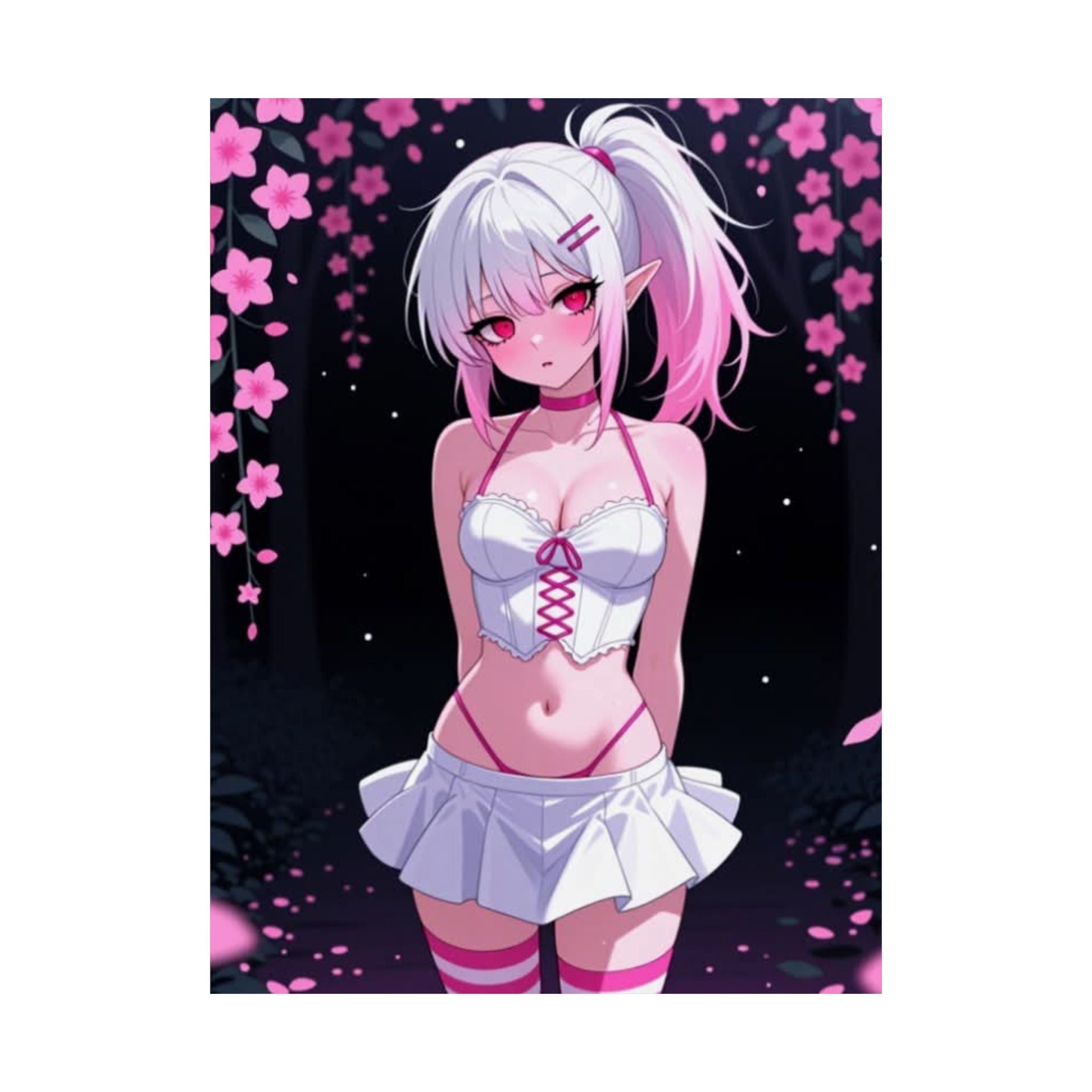 Anime Matte Vertical Posters - Elf in Flower Garden
