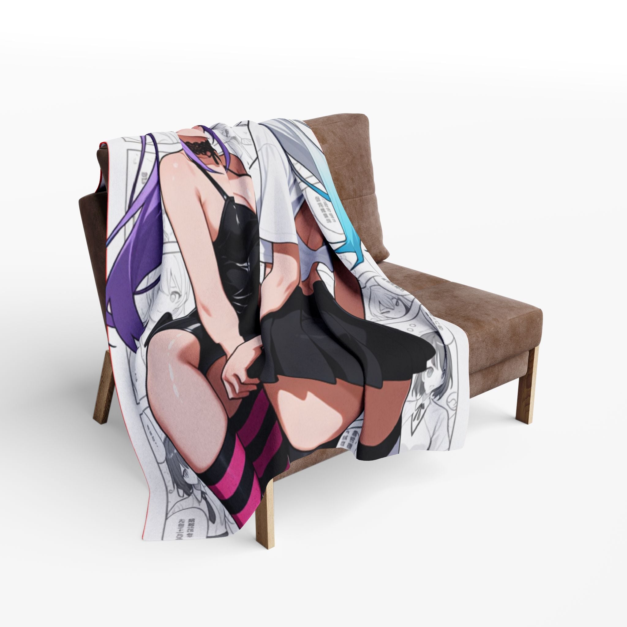 Cute Anime Bunny Girl and Neko Fleece Blanket