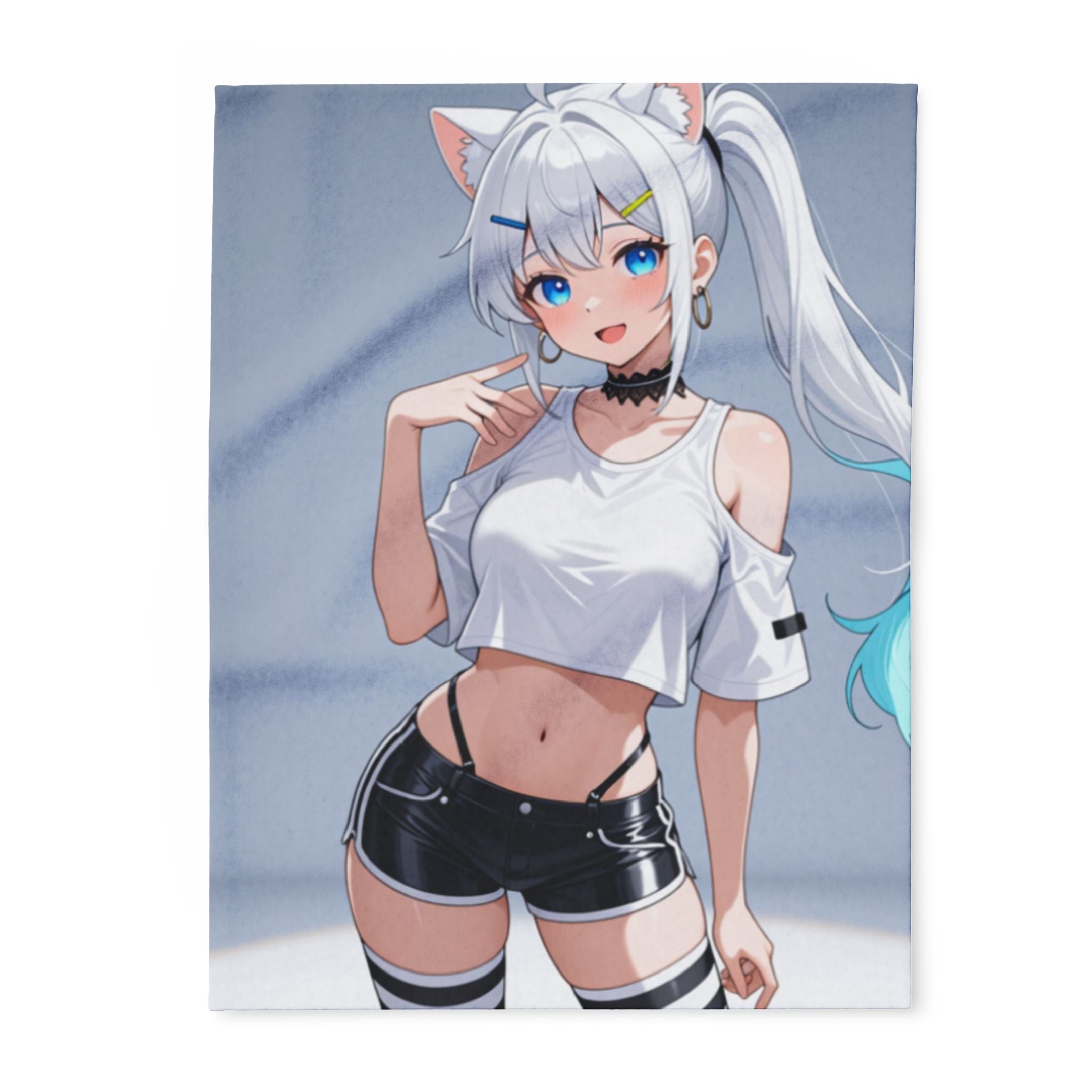 Purrfect Anime Catgirl Fleece Blanket