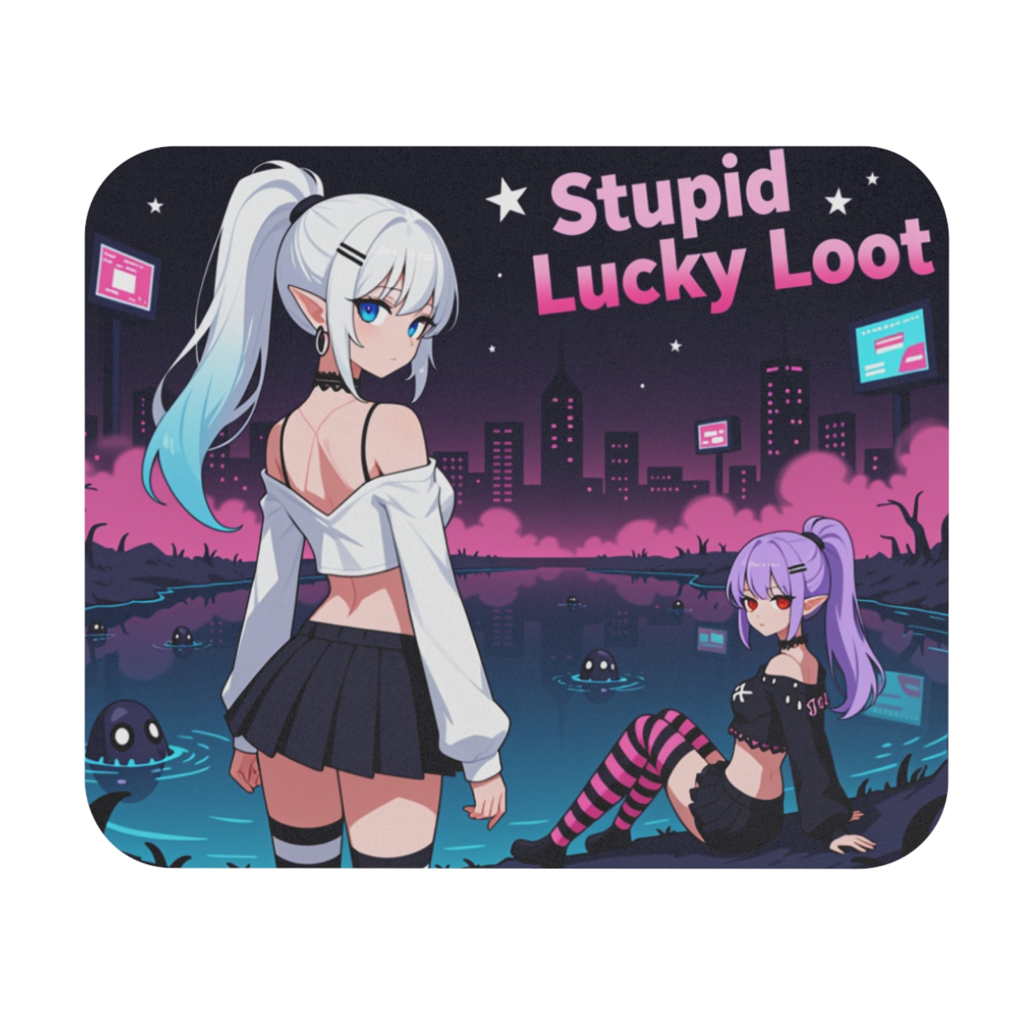 Anime Girl "Stupid Lucky Loot" Mouse Pad