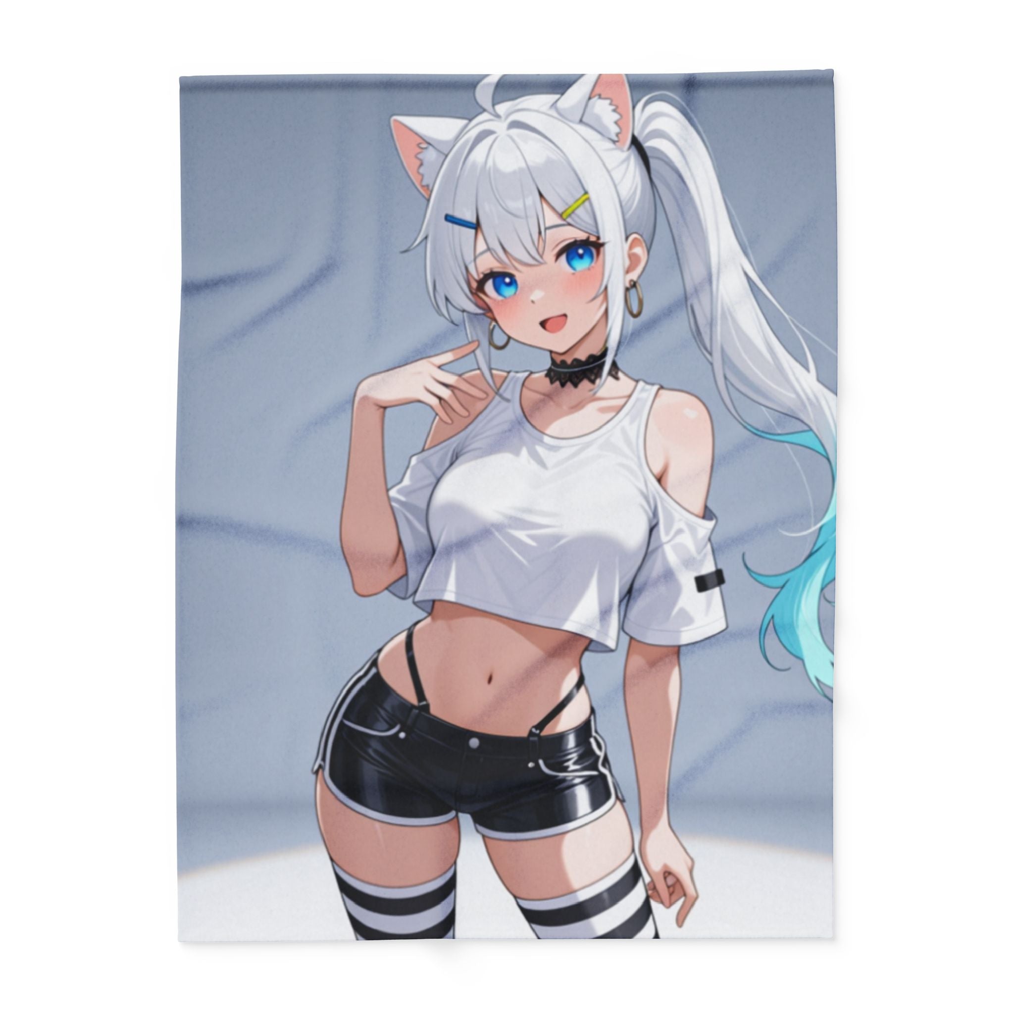 Purrfect Anime Catgirl Fleece Blanket