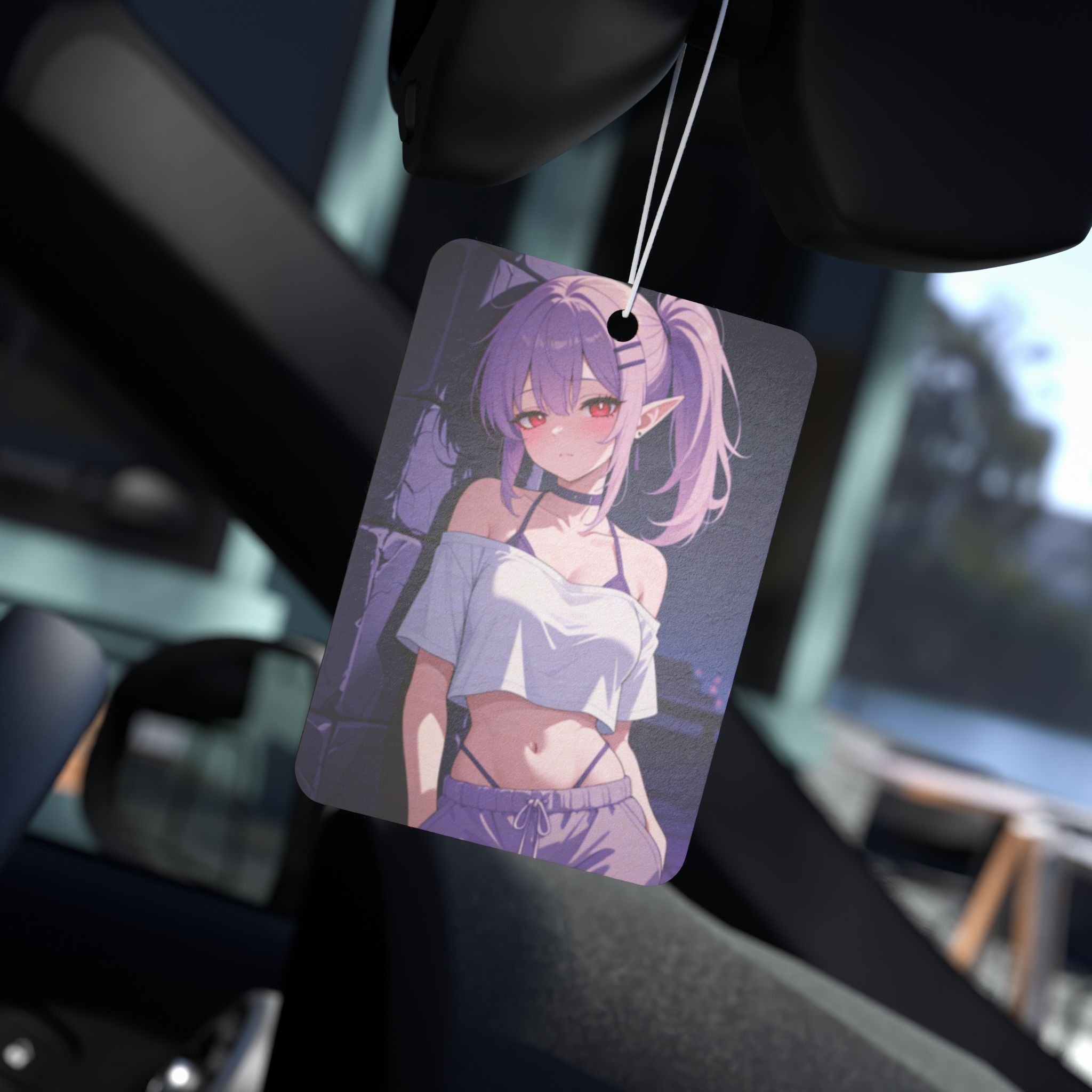 Anime Girl Car Air Freshener – Purple Night Aesthetic
