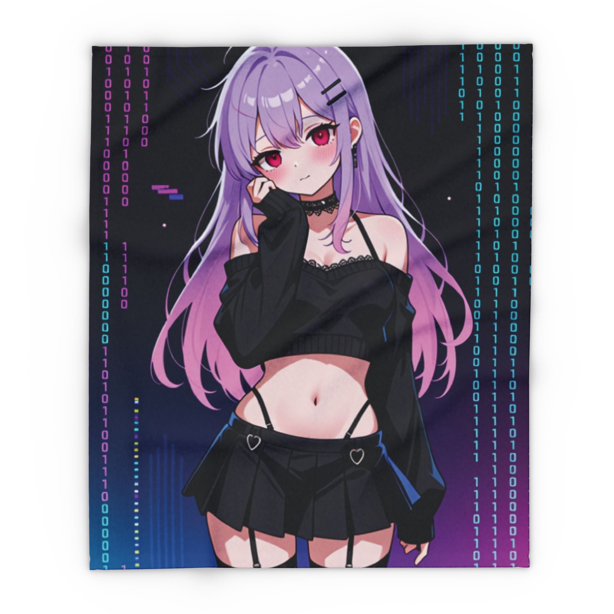 Anime Gothic Cyber Girl Fleece Blanket