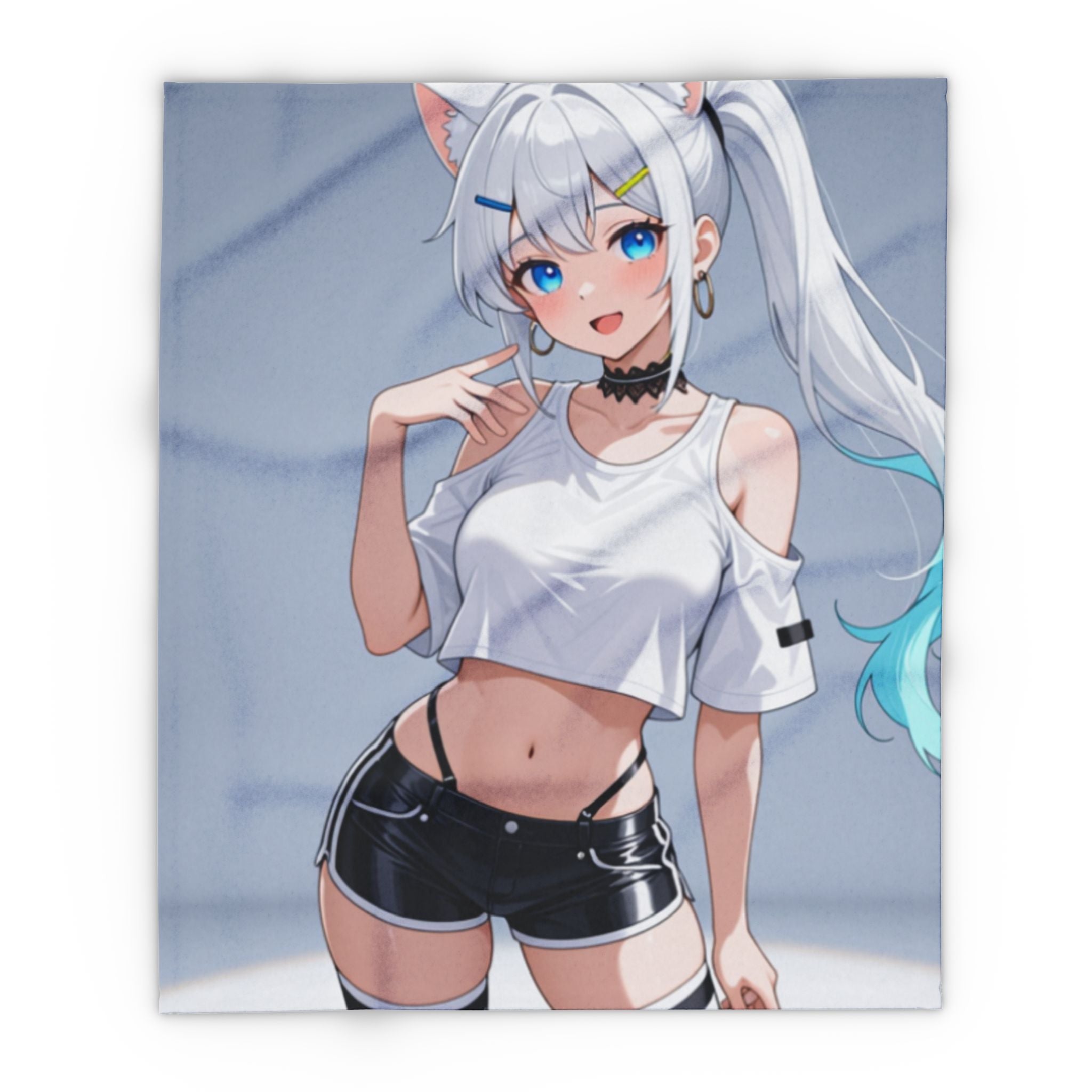 Purrfect Anime Catgirl Fleece Blanket