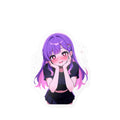 Kawaii Blushing Purple-Haired Girl Vinyl Sticker — Kiss-Cut Decal