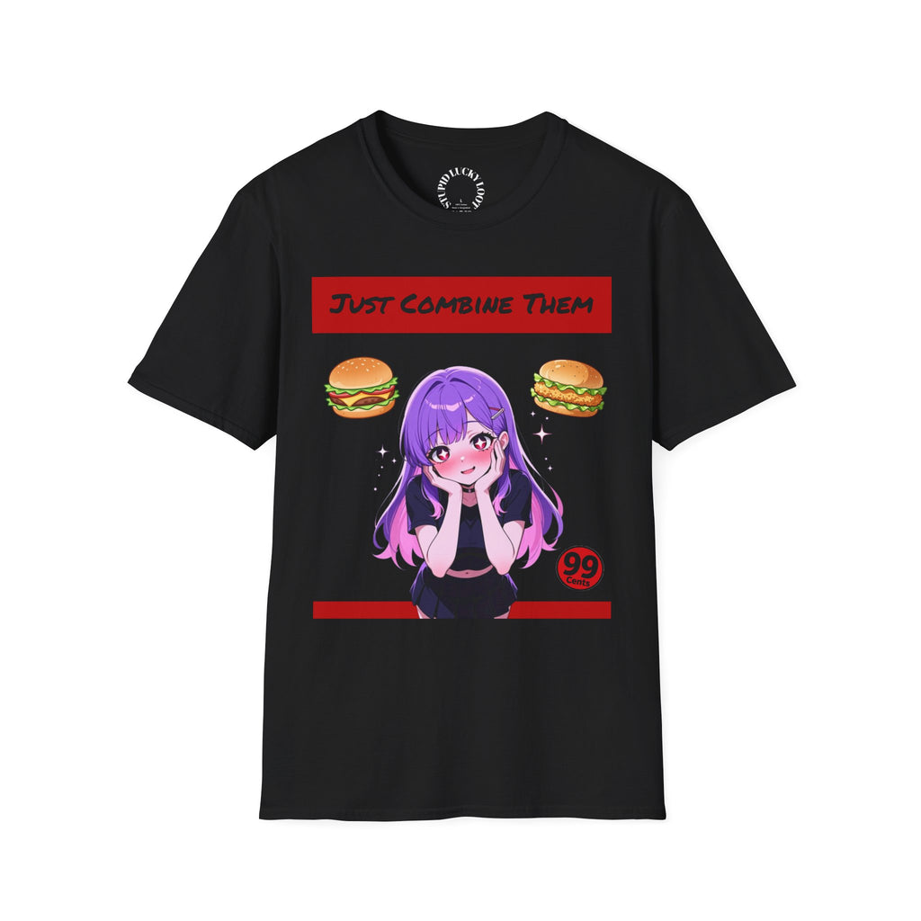 Anime Girl "Just Combine Them" Burger Graphic T-Shirt
