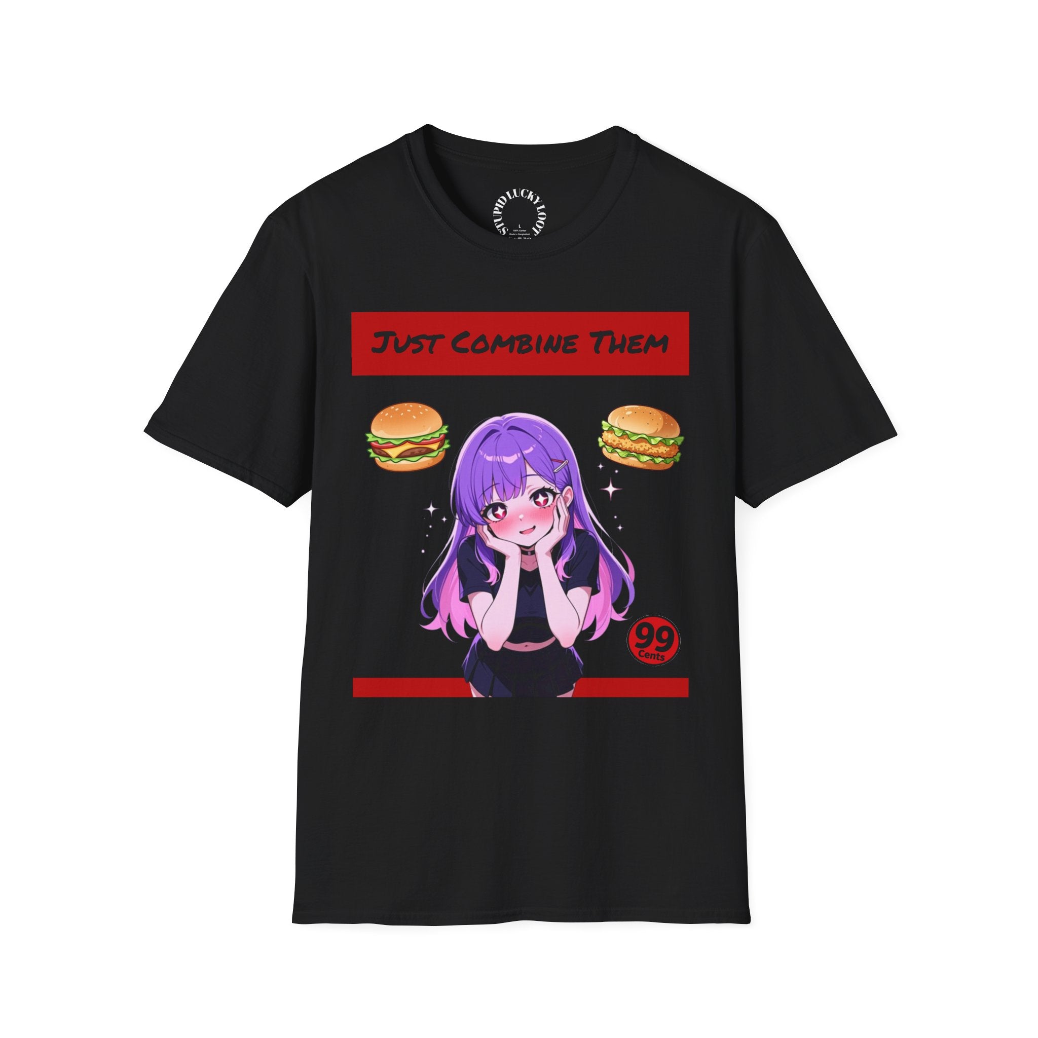 Anime Girl "Just Combine Them" Burger Graphic T-Shirt