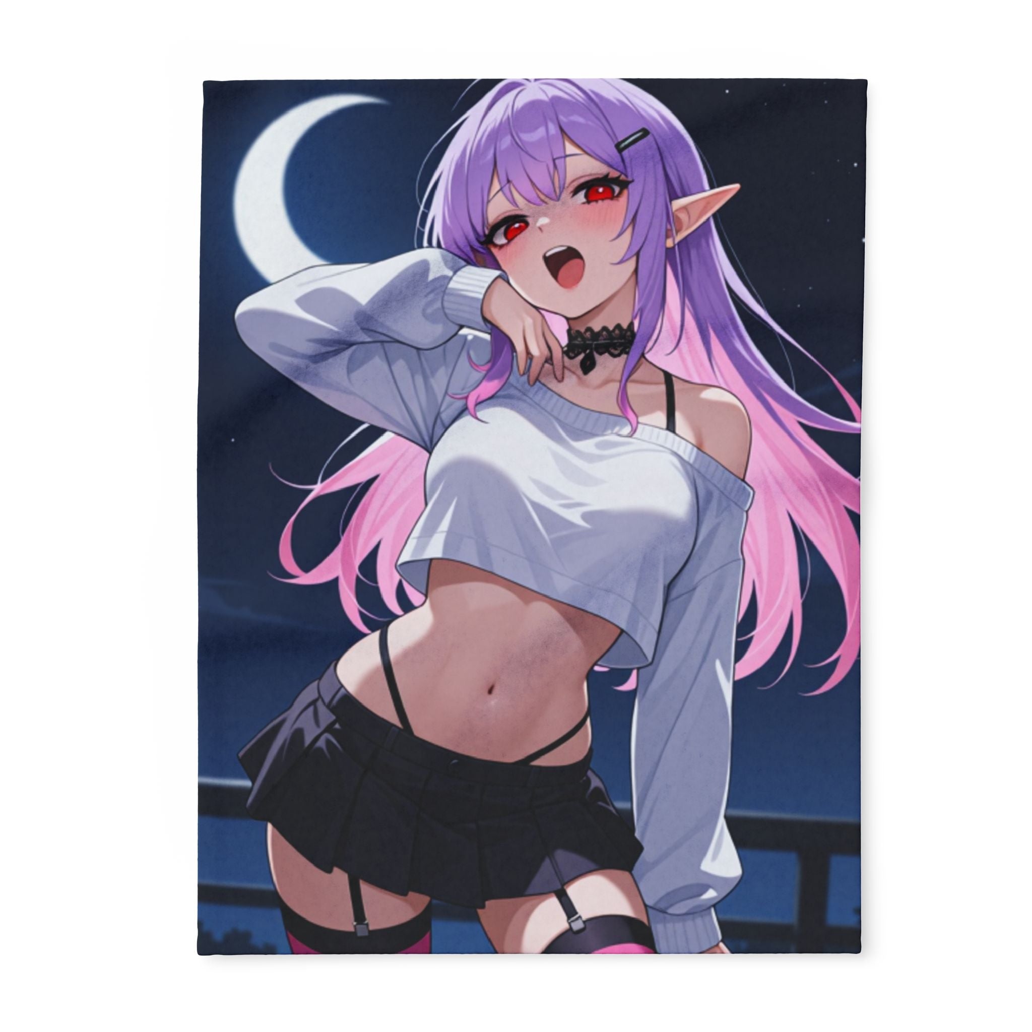 Feral Anime Girl Fleece Blanket