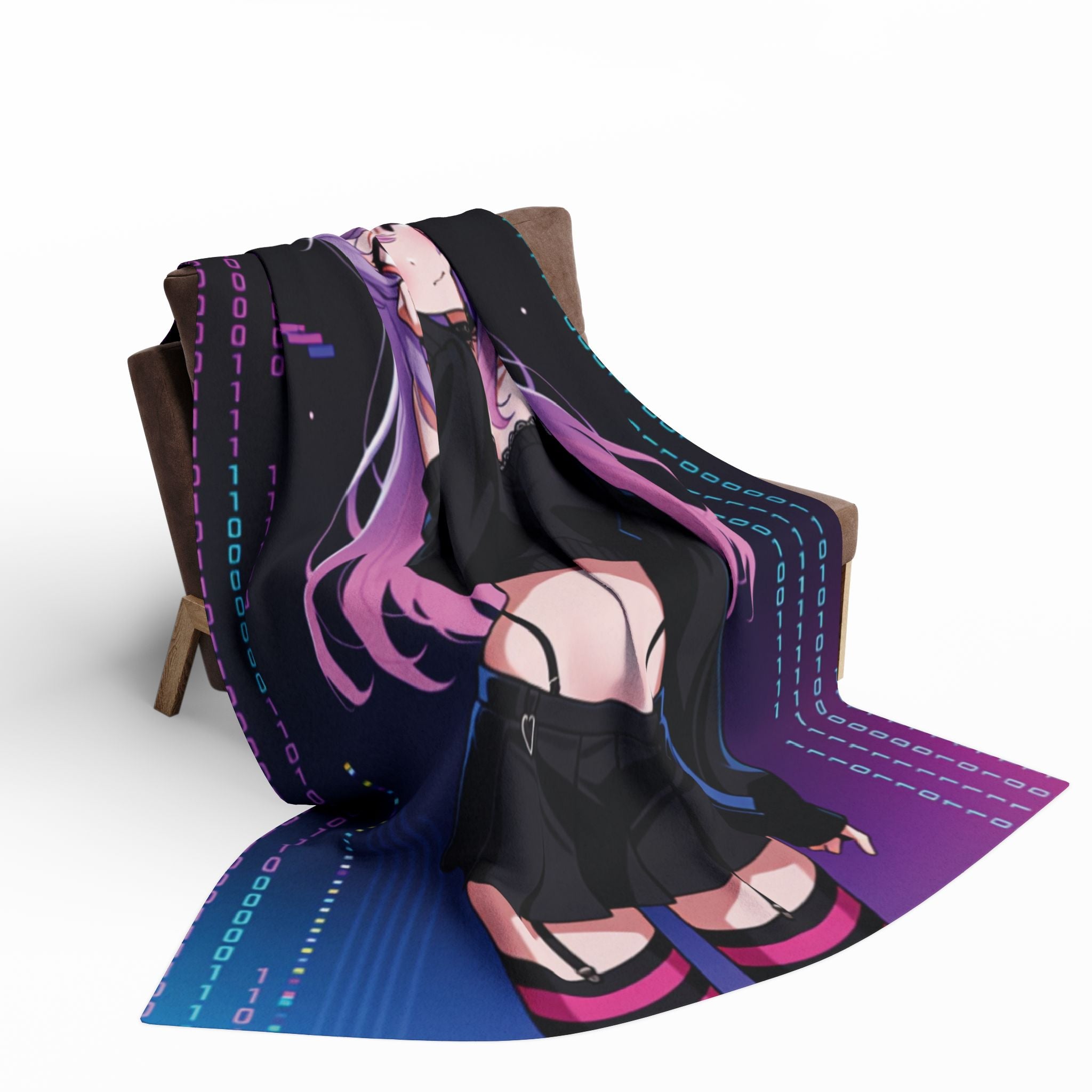 Anime Gothic Cyber Girl Fleece Blanket