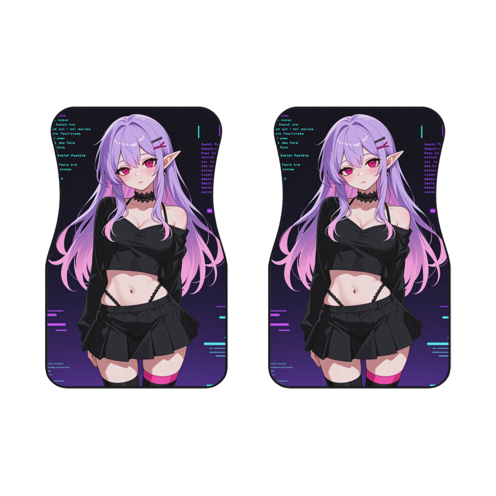 Purple Vibe Anime Girl Car Mats (2x Front)