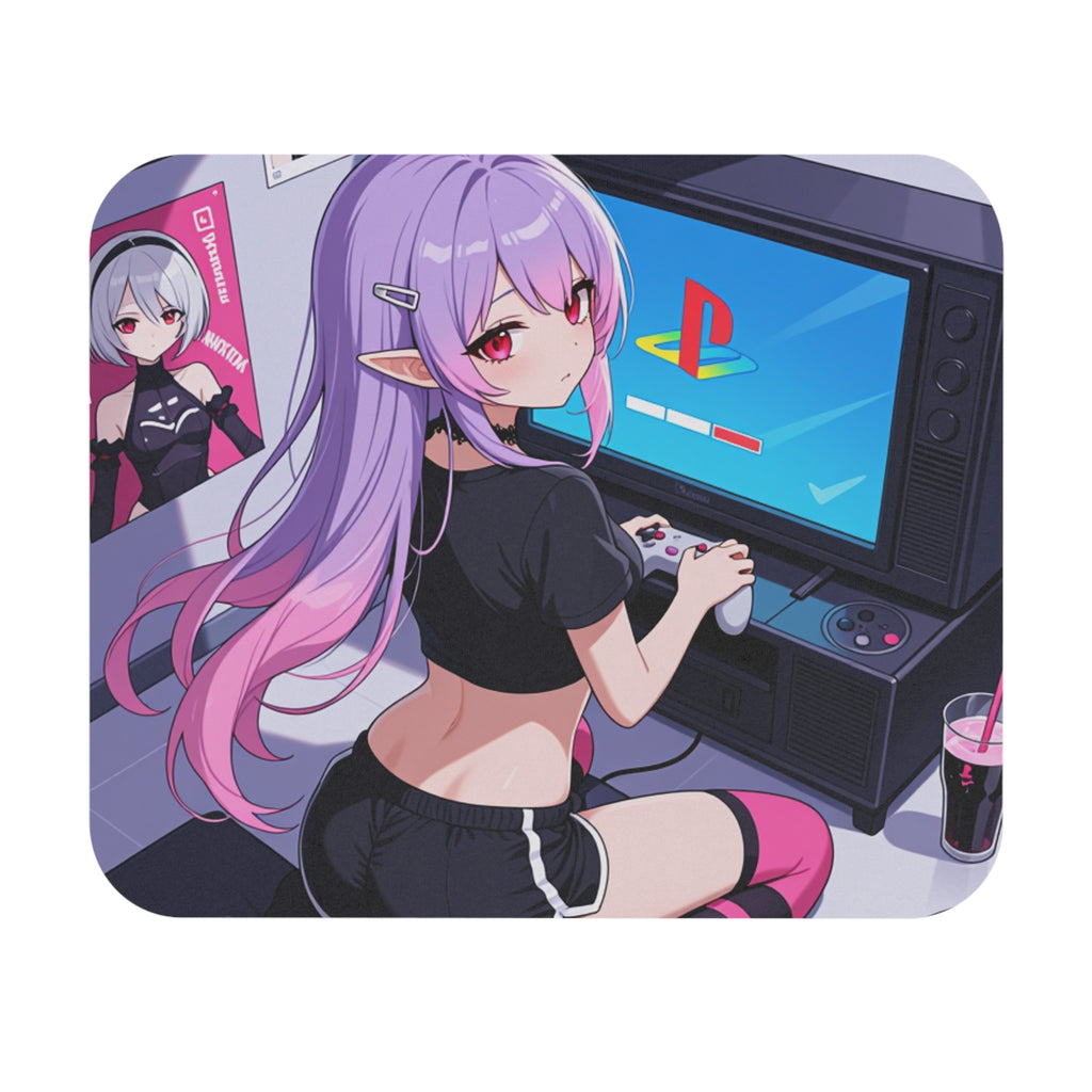 Anime Retro Gamer Girl Mouse Pad