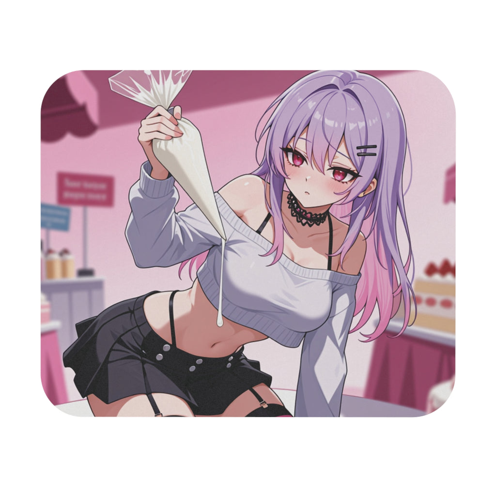 Anime Girl Pink Pastry Mouse Pad — Cute Kawaii Gaming Desk Mat