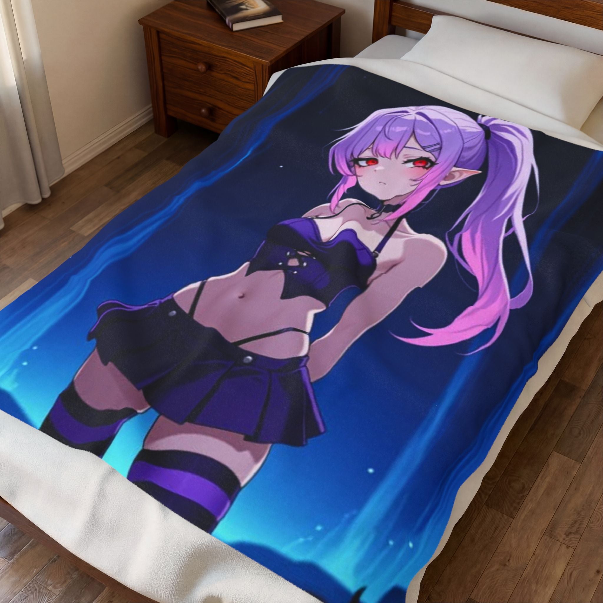 Twilight Waterfall Anime Elf —Velveteen Plush Blanket