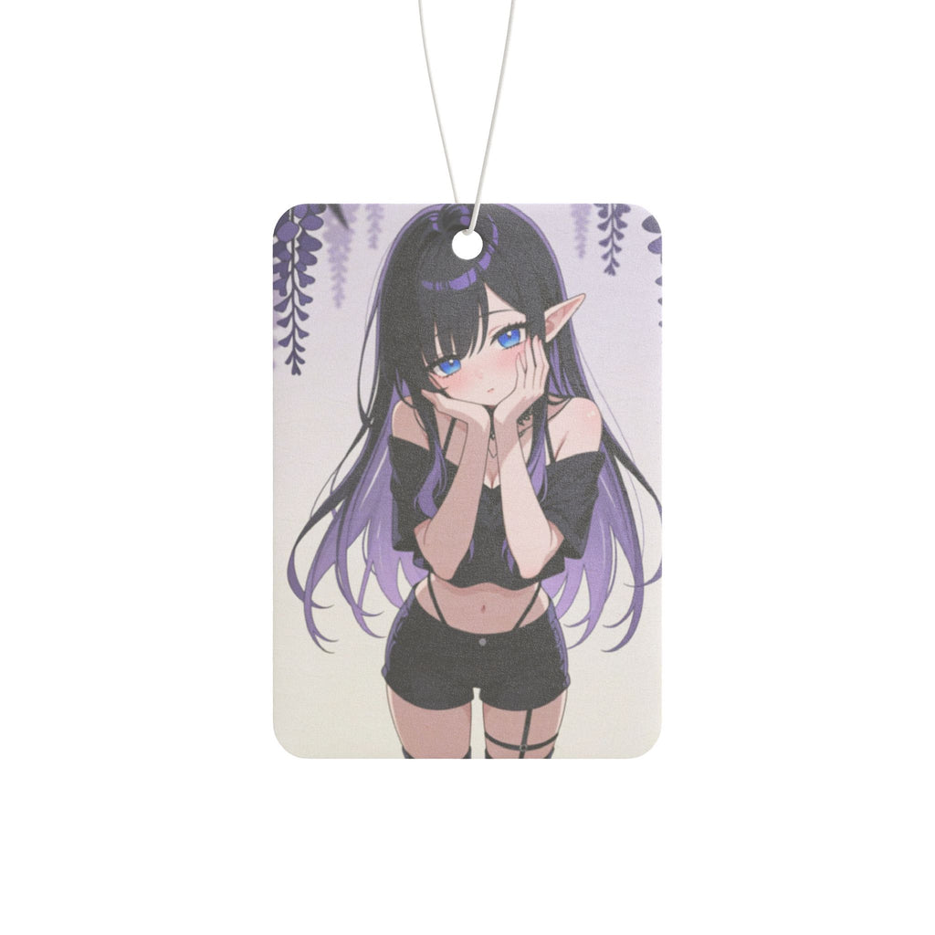 Anime Elf Girl Car Air Freshener — Cute Purple Aesthetic Scented Ornament