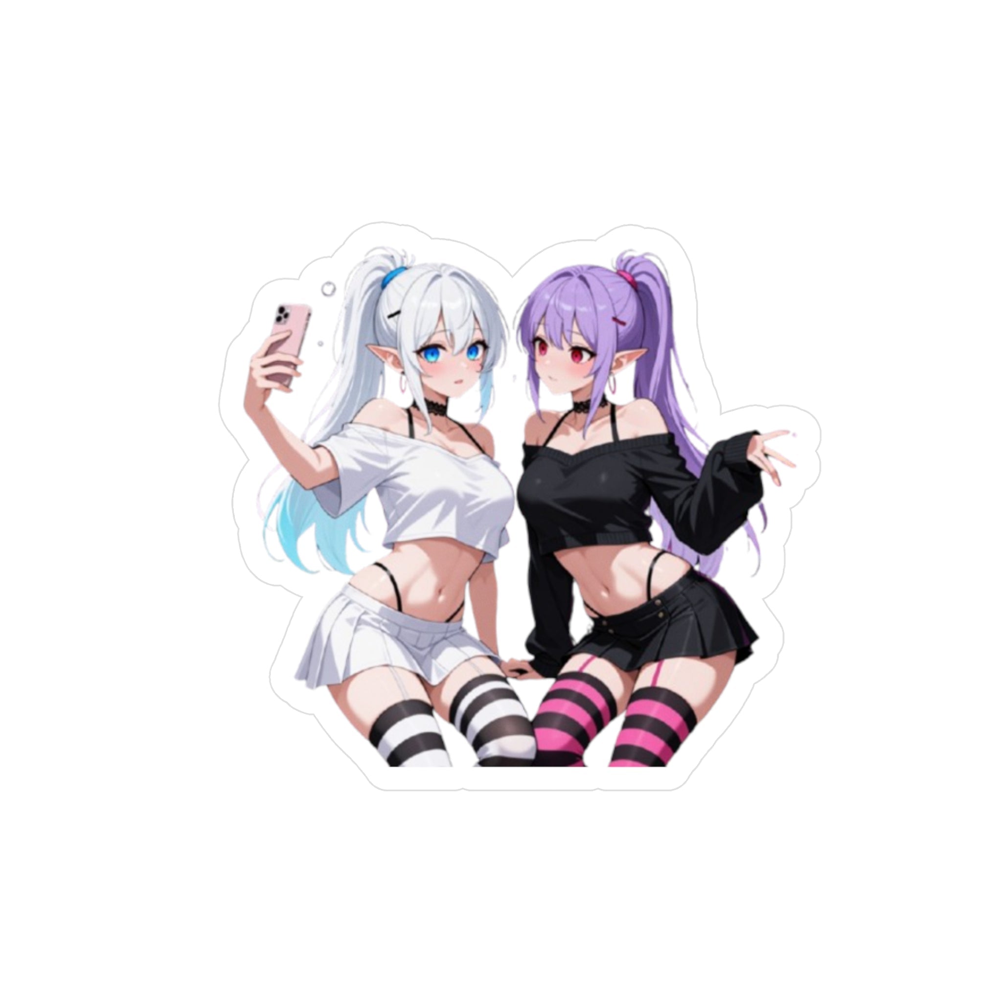 Anime Girl Selfie Kiss-Cut Vinyl Sticker