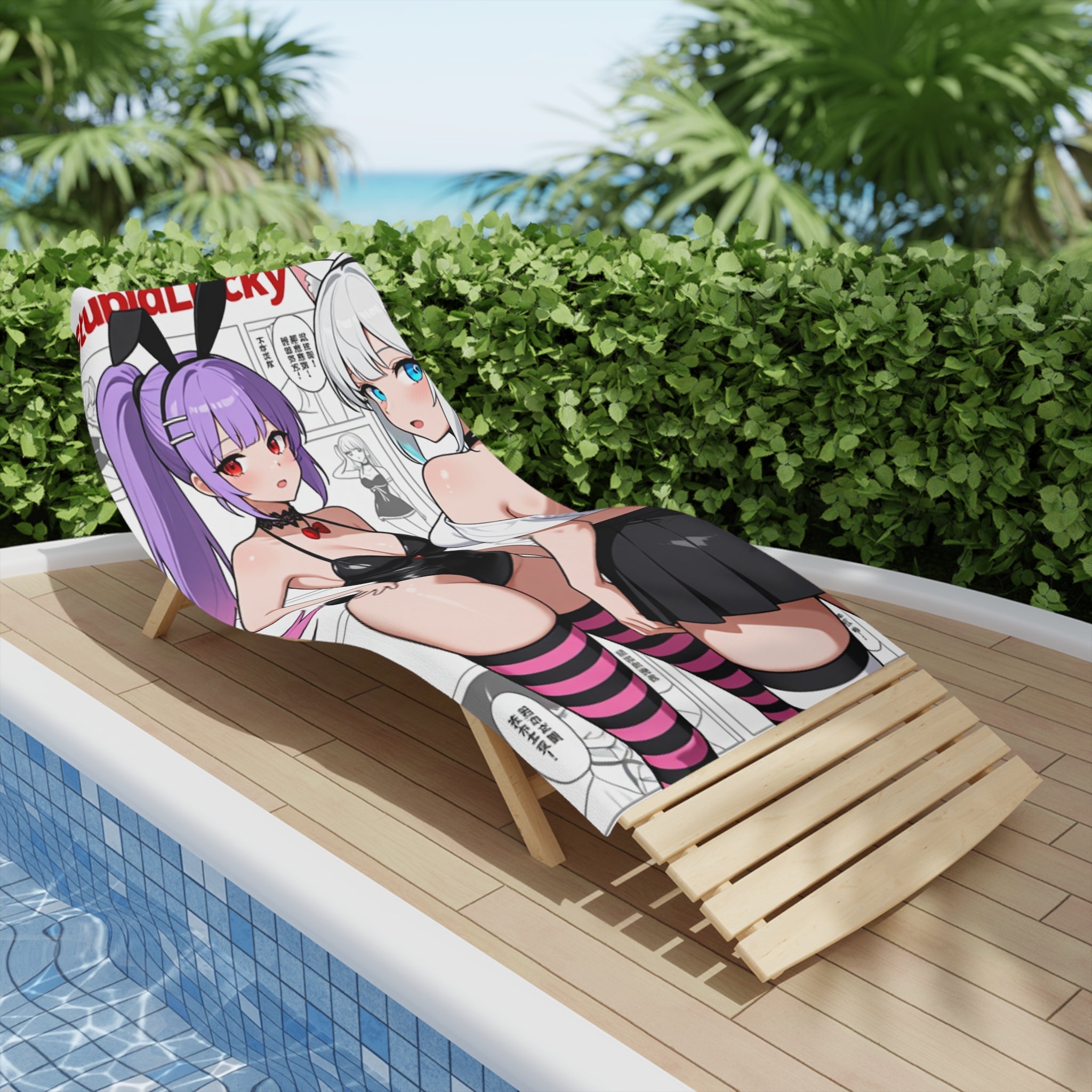 Anime Girl Beach Towel – Cute Ecchi Swimwear Design