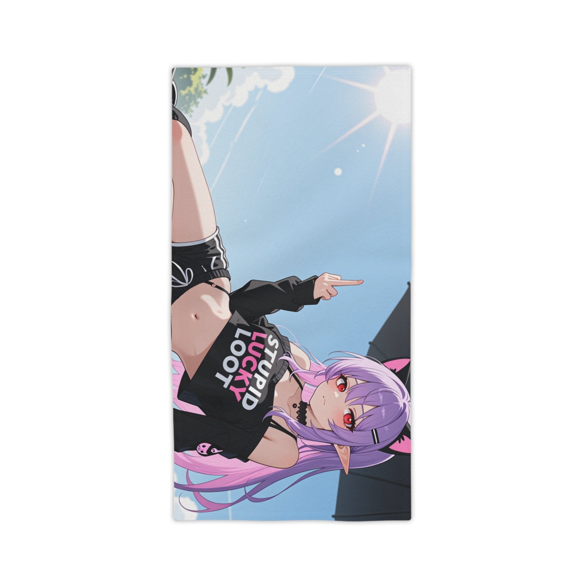 Anime Goth Catgirl Beach Towel