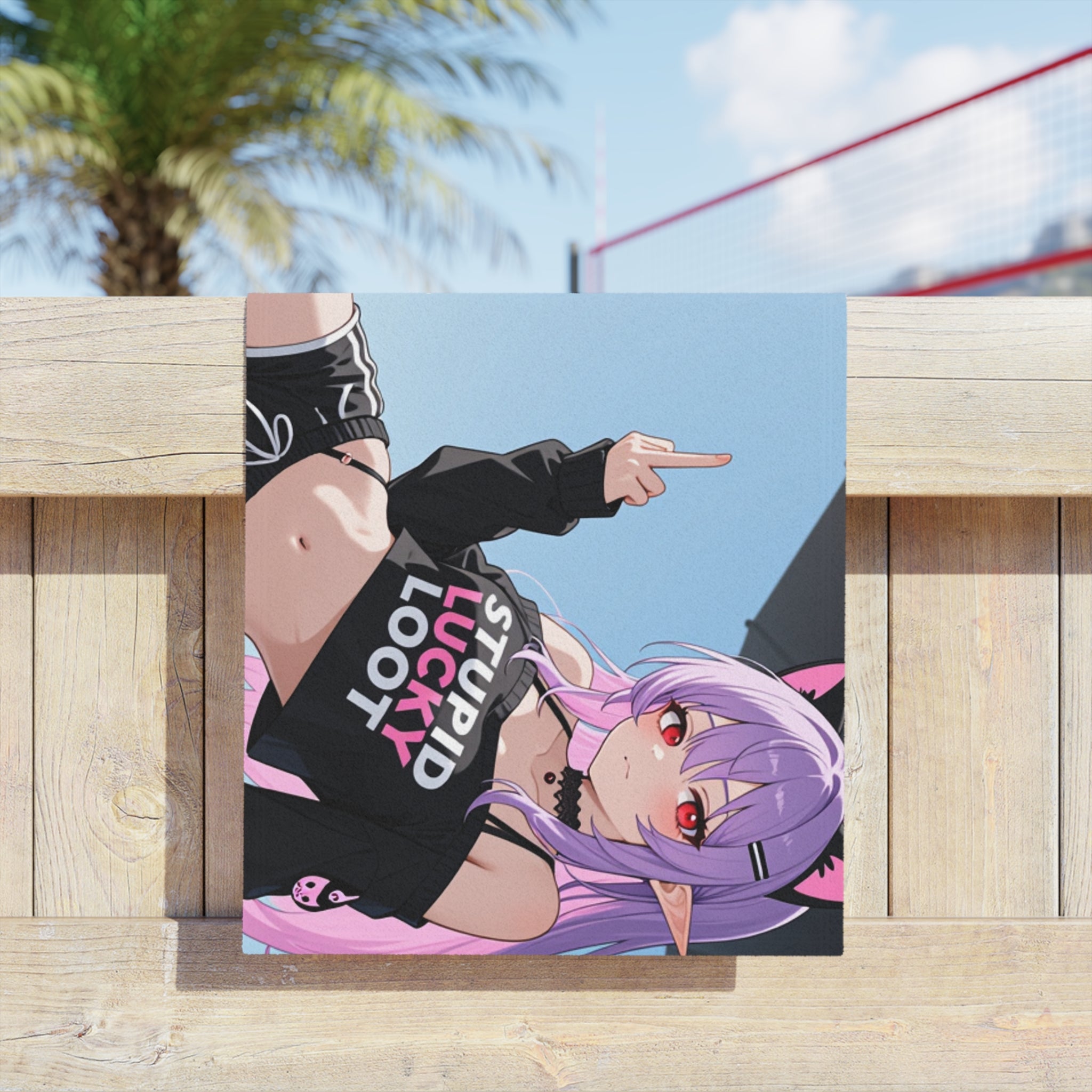 Anime Goth Catgirl Beach Towel