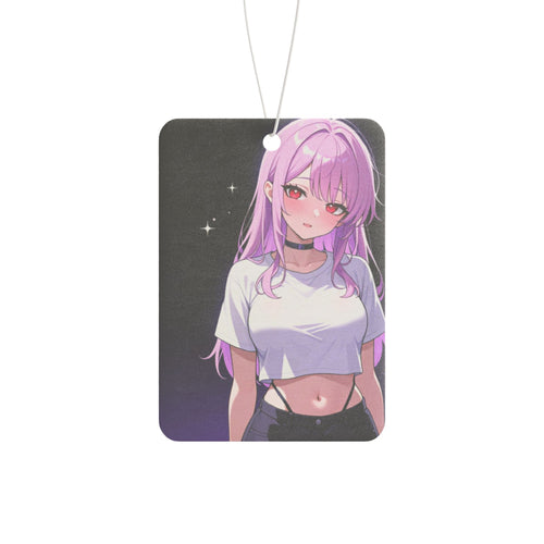 Anime Girl Car Air Freshener — Pink Hair Kawaii Aesthetic Scented Hanging Ornament