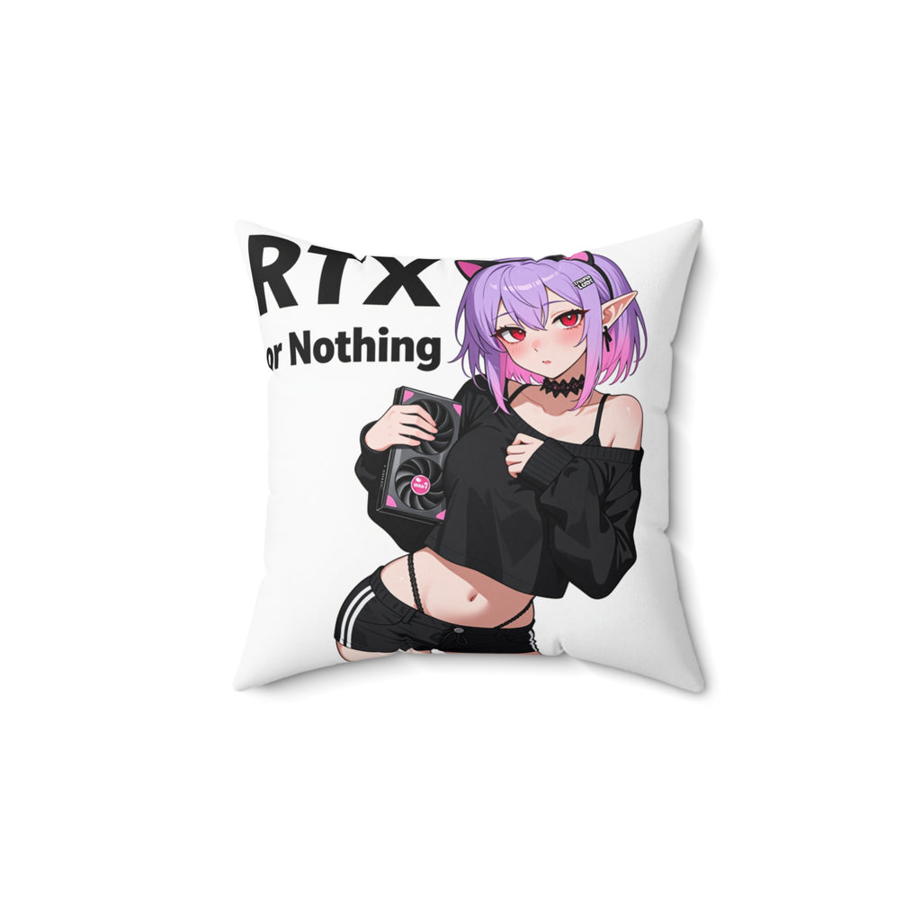 Anime Gamer Girl "RTX or Nothing" Throw Pillow