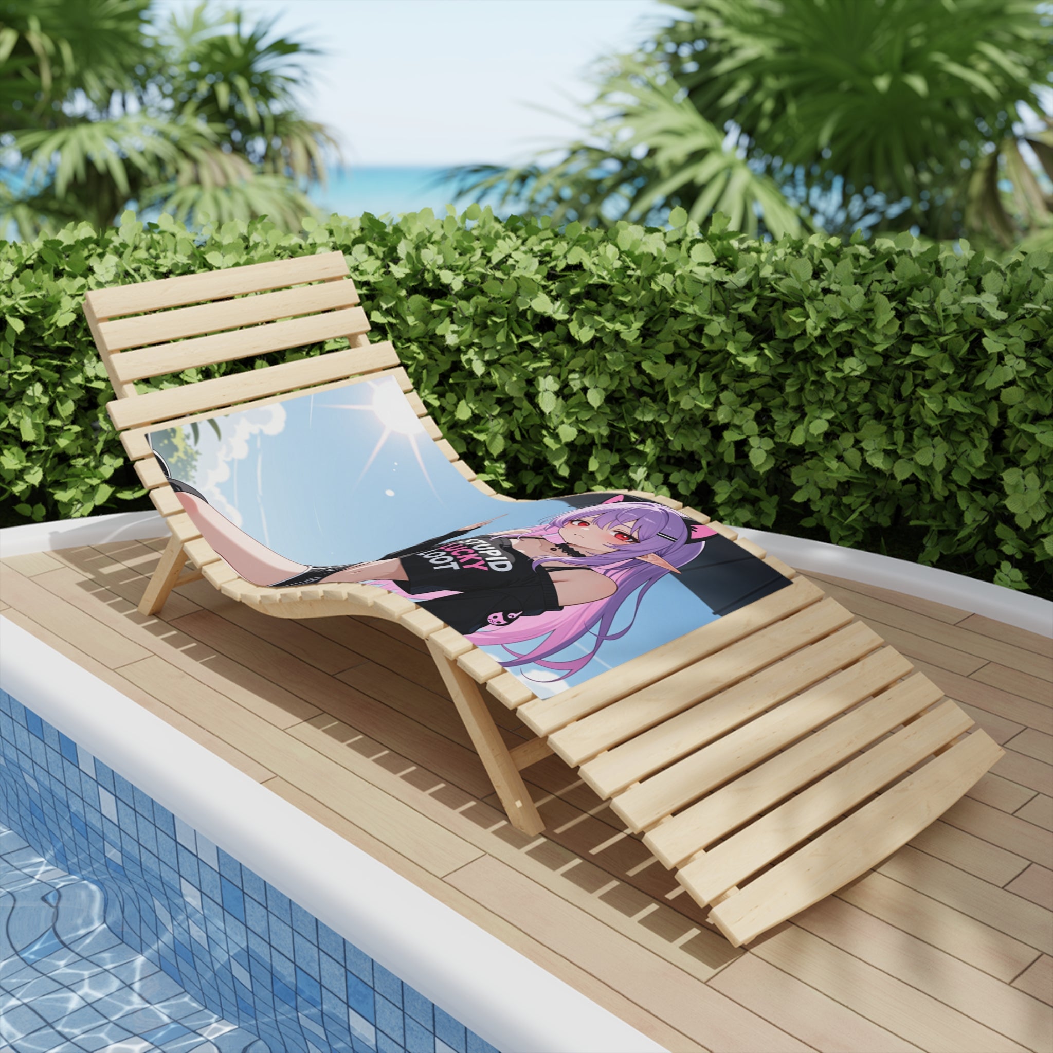 Anime Goth Catgirl Beach Towel