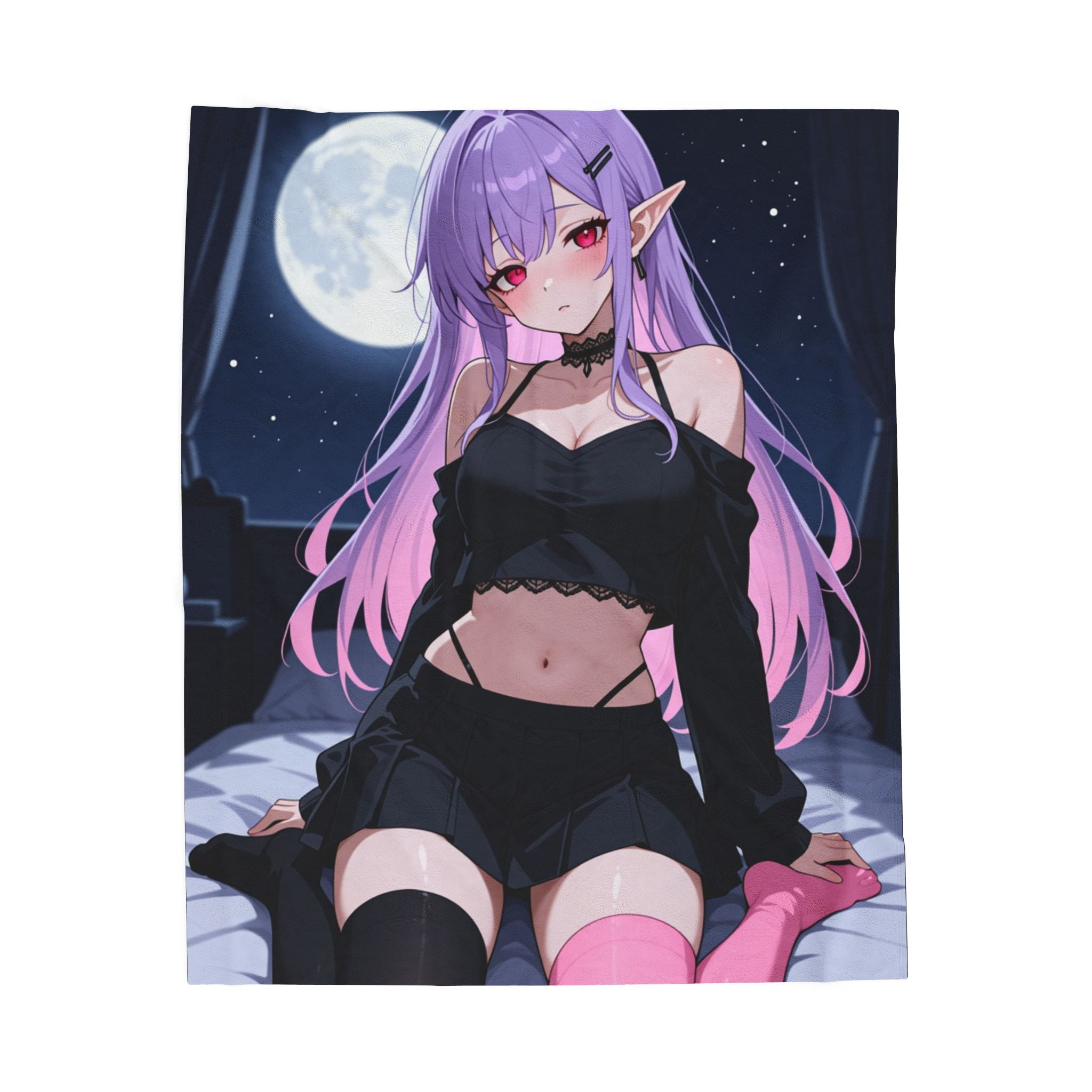 Anime Moonlit Girl Plush Blanket
