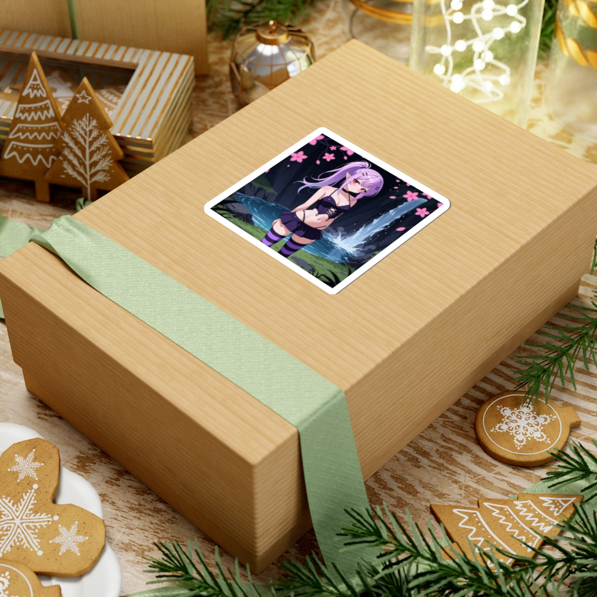 Anime Kiss-Cut Sticker — Waterfall Elf Scene