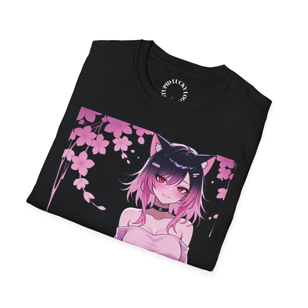 Anime Neko Girl T‑Shirt — Pink Sakura Catgirl