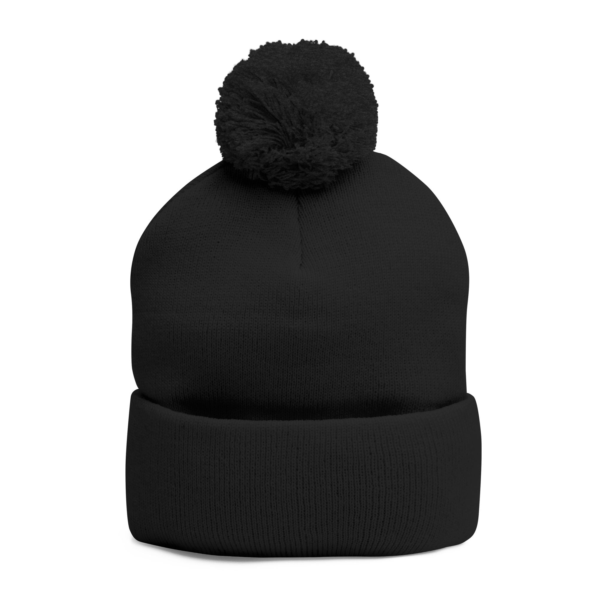 Embroidered Bunny Skull Pom-Pom Knit Cap — Gothic Winter Beanie