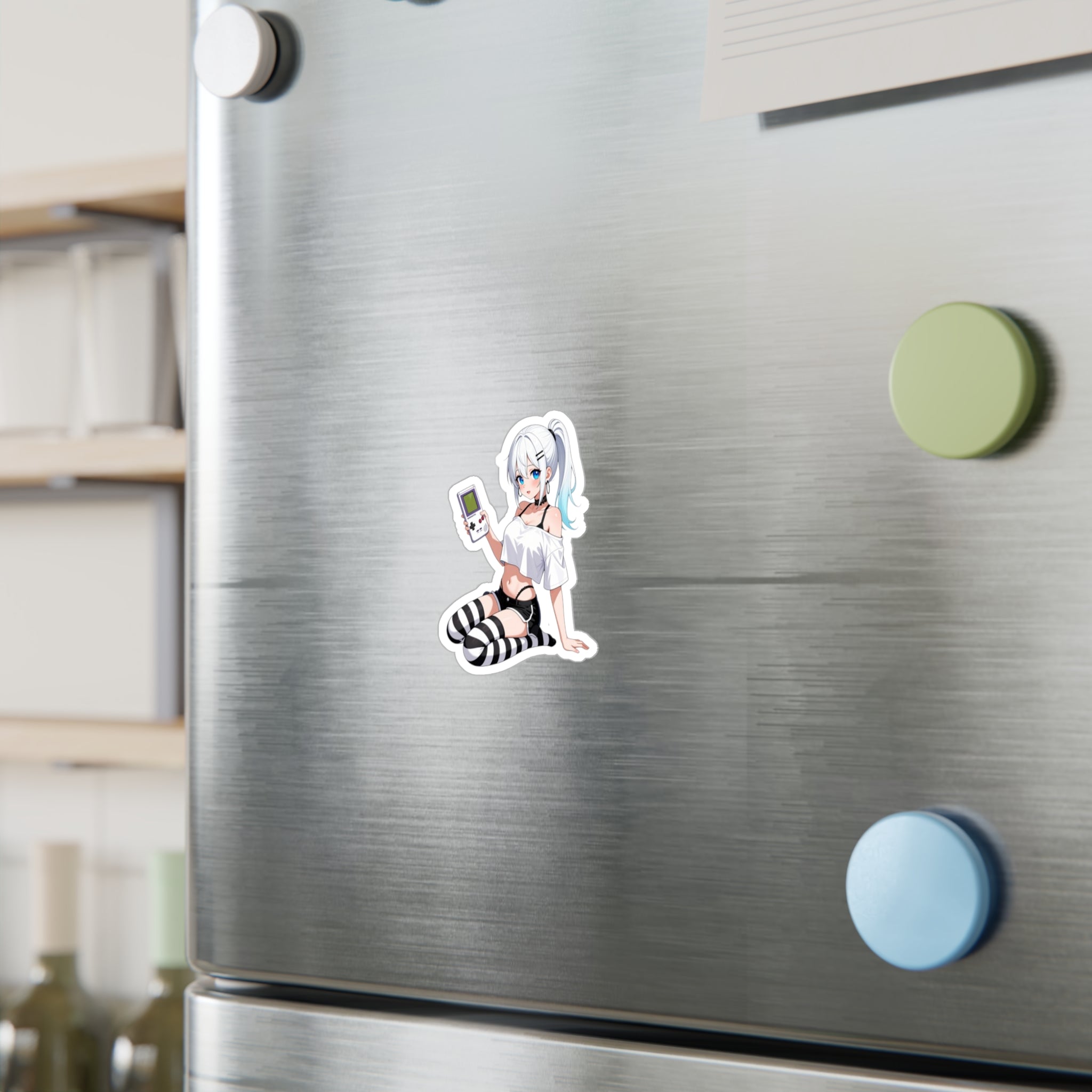Anime Girl Gaming Vinyl Sticker — Kiss-Cut Decal