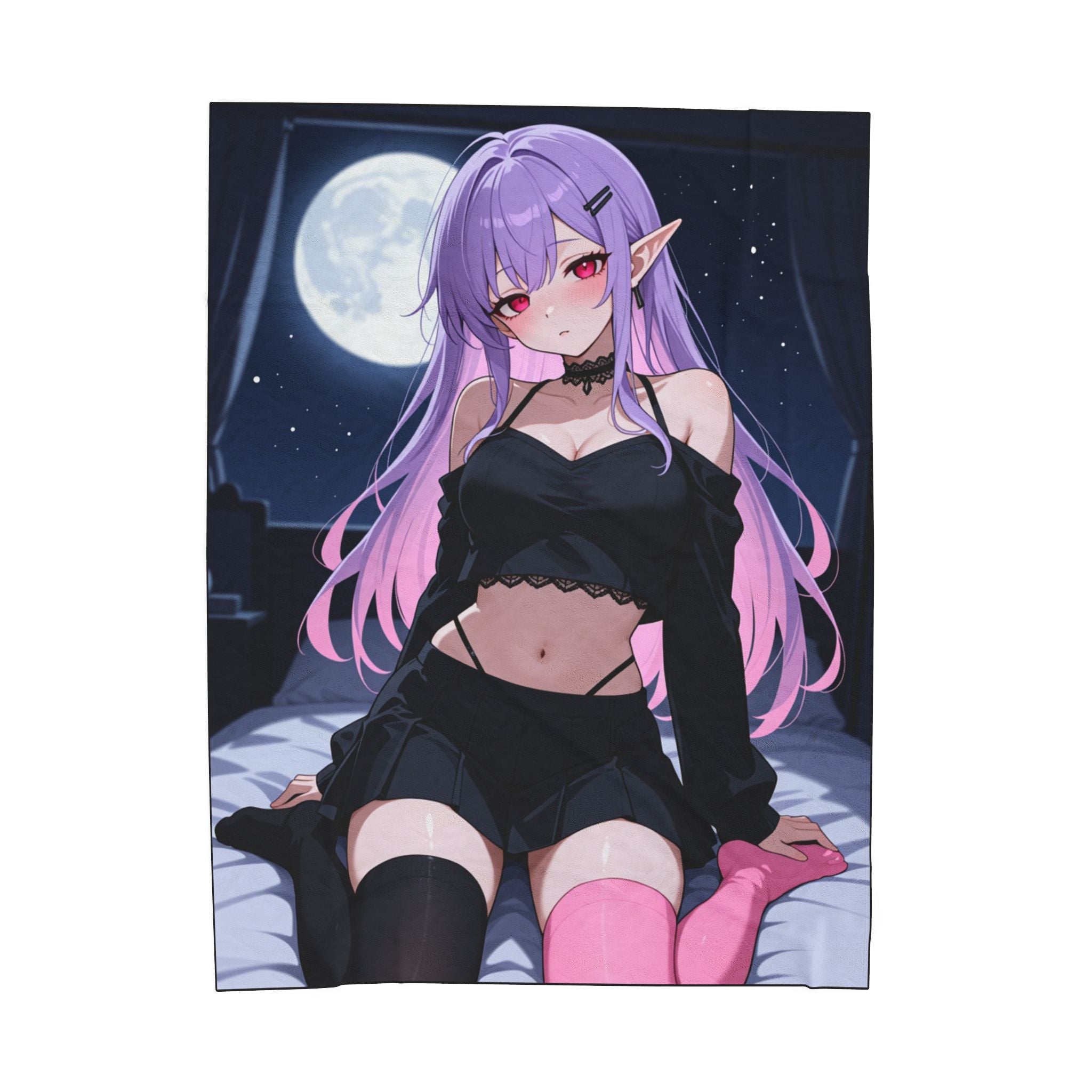 Anime Moonlit Girl Plush Blanket